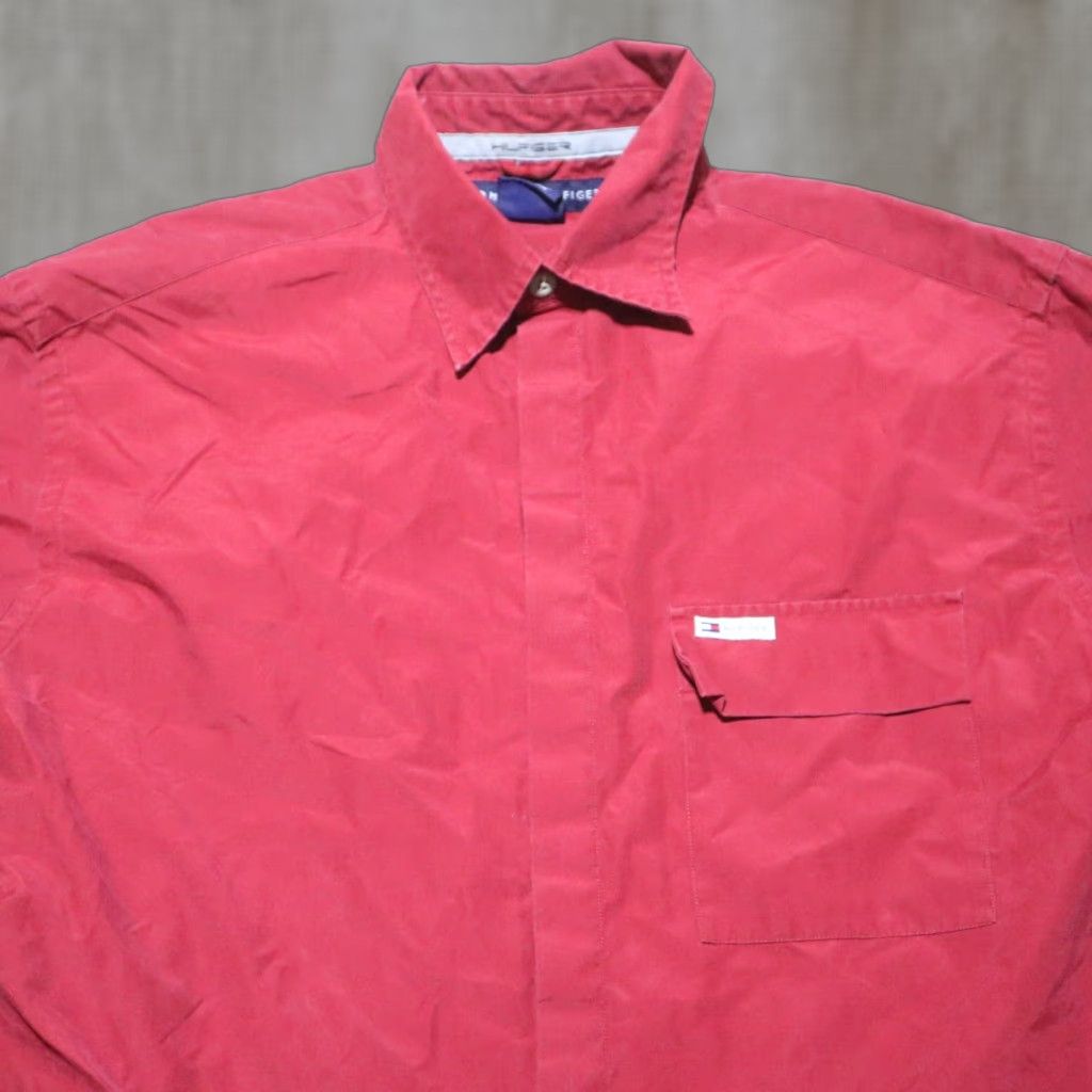 Tommy Hilfiger Tommy Hilfiger Shirt Men Long Sleeve Button-Down Solid Red M Adult Medium Regular Fit Size US M / EU 48-50 / 2 - 1 Thumbnail