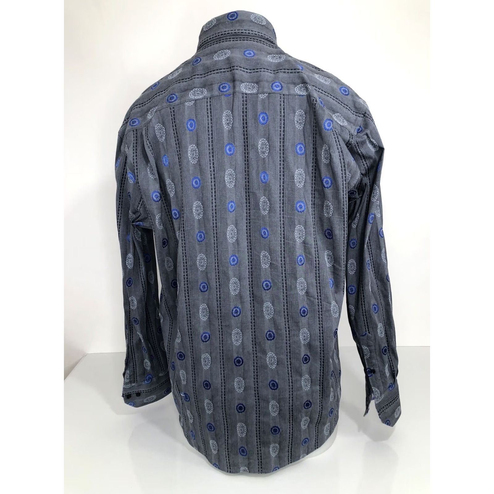 Vintage VISCONTI Shirt Mens Lg PAISLEY FLIP CUFF Gray Size US L / EU 52-54 / 3 - 3 Thumbnail