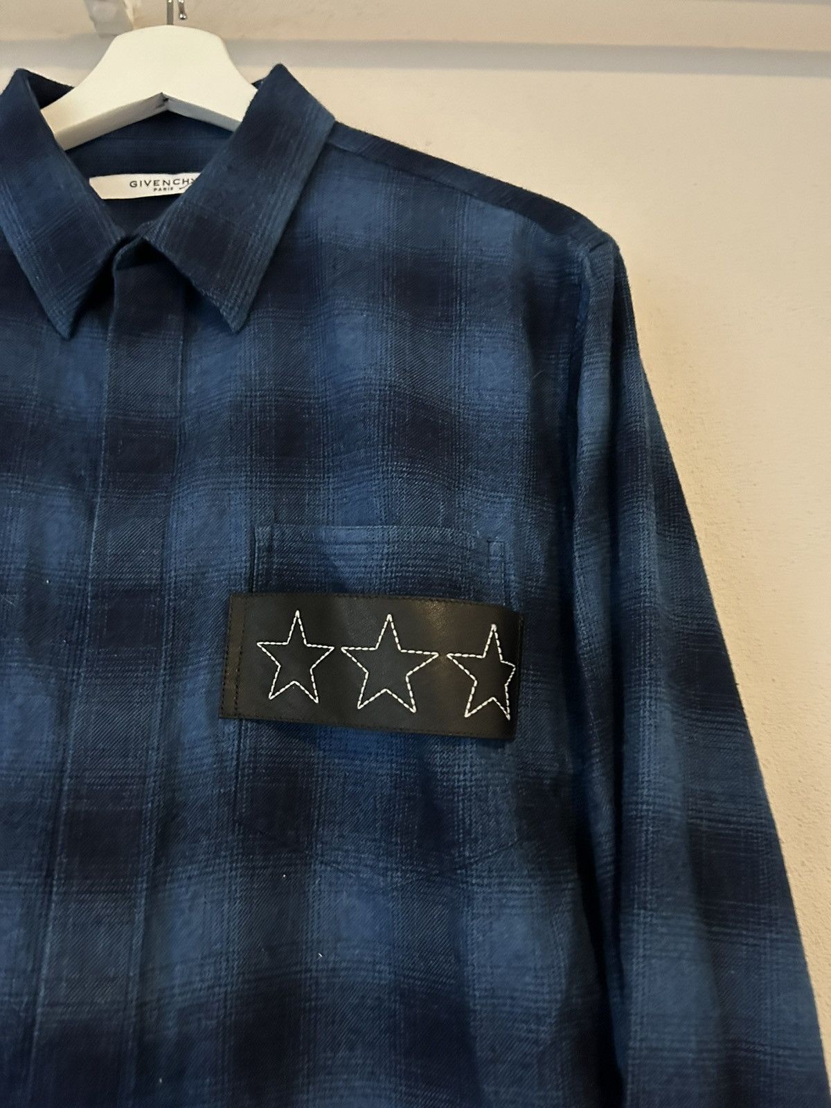 Givenchy Blue Flannel with Leather Star Application Size US M / EU 48-50 / 2 - 4 Thumbnail
