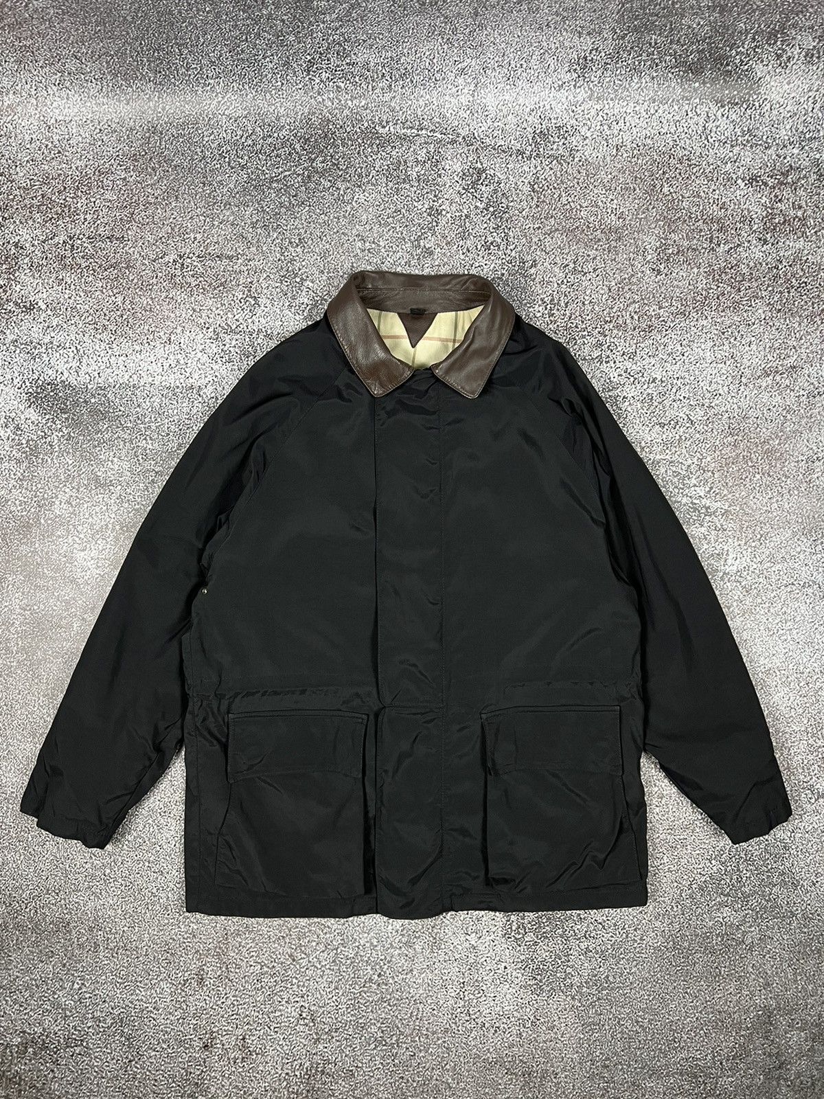 image of Vintage Loro Piana Horsey 1992 Olympic Coat Collar Leather in Black/Brown, Men's (Size Small)