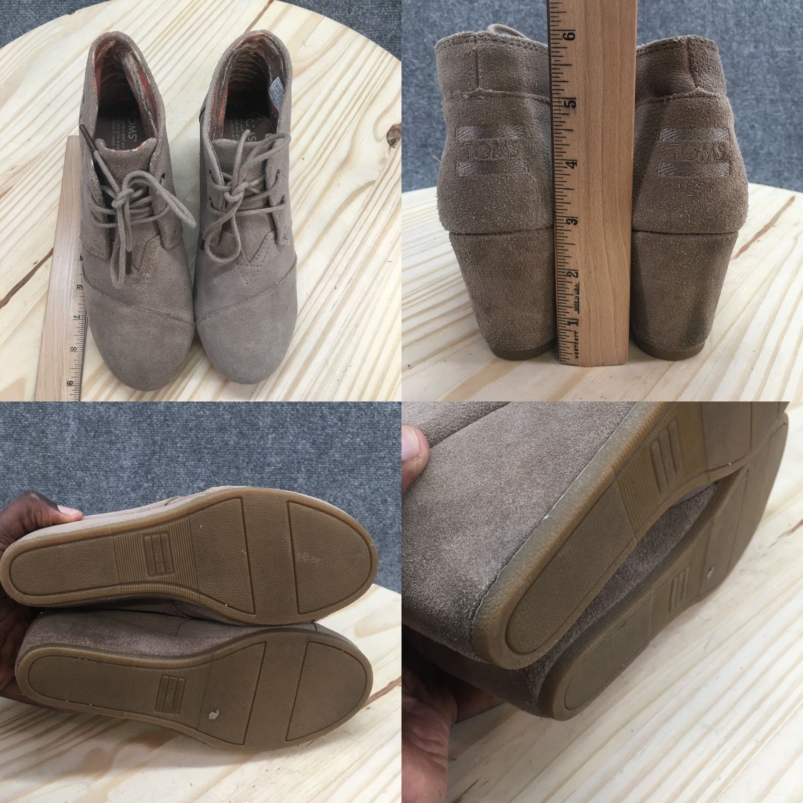 Toms TOMS Boots Womens 8 Desert Brown Lace Up Casual Round Toe Wedge Heels 300615 Size US 8 / IT 38 - 8 Thumbnail
