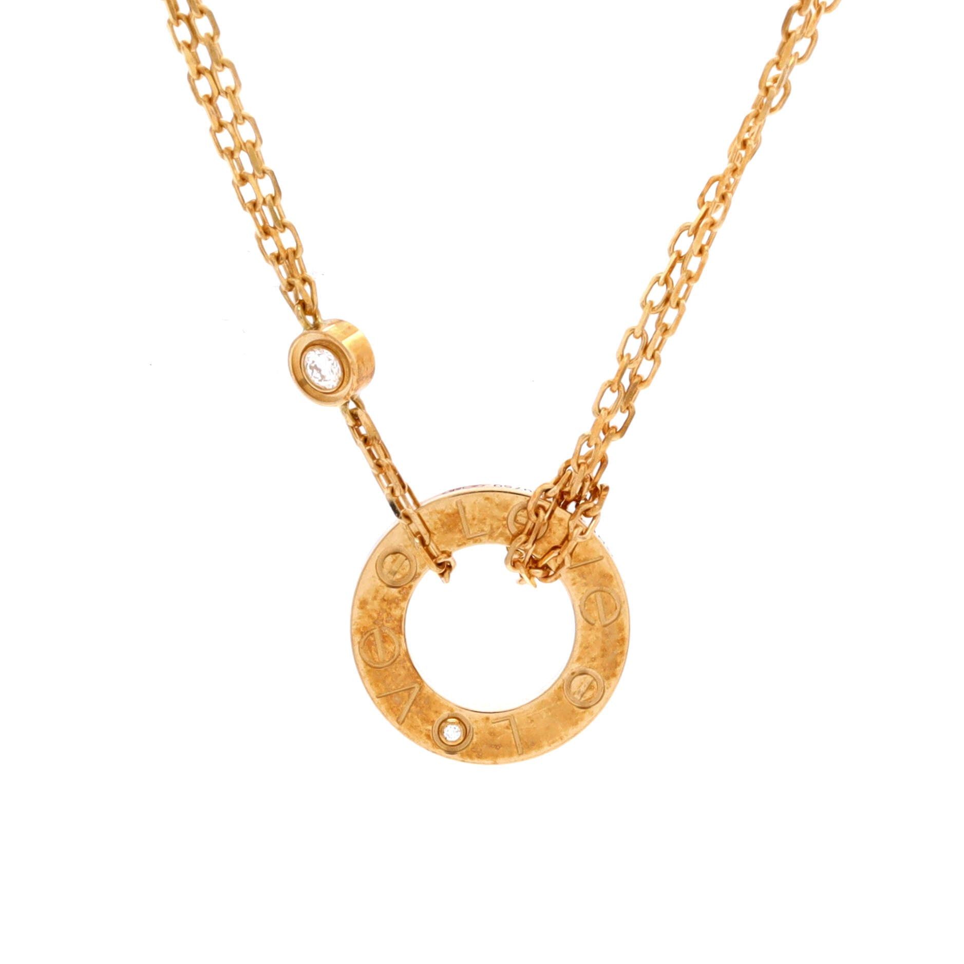 Cartier 2 Diamonds Love Pendant Necklace Size ONE SIZE - 1 Thumbnail