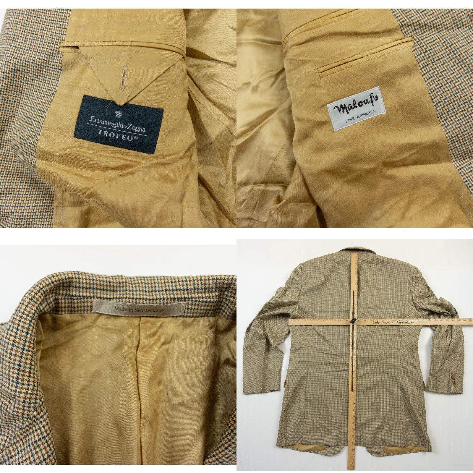 Ermenegildo Zegna Ermenegildo Zegna Blazer Mens 54 Brown Wool Check Jacket Regular Fit Preppy Size 54R - 8 Thumbnail