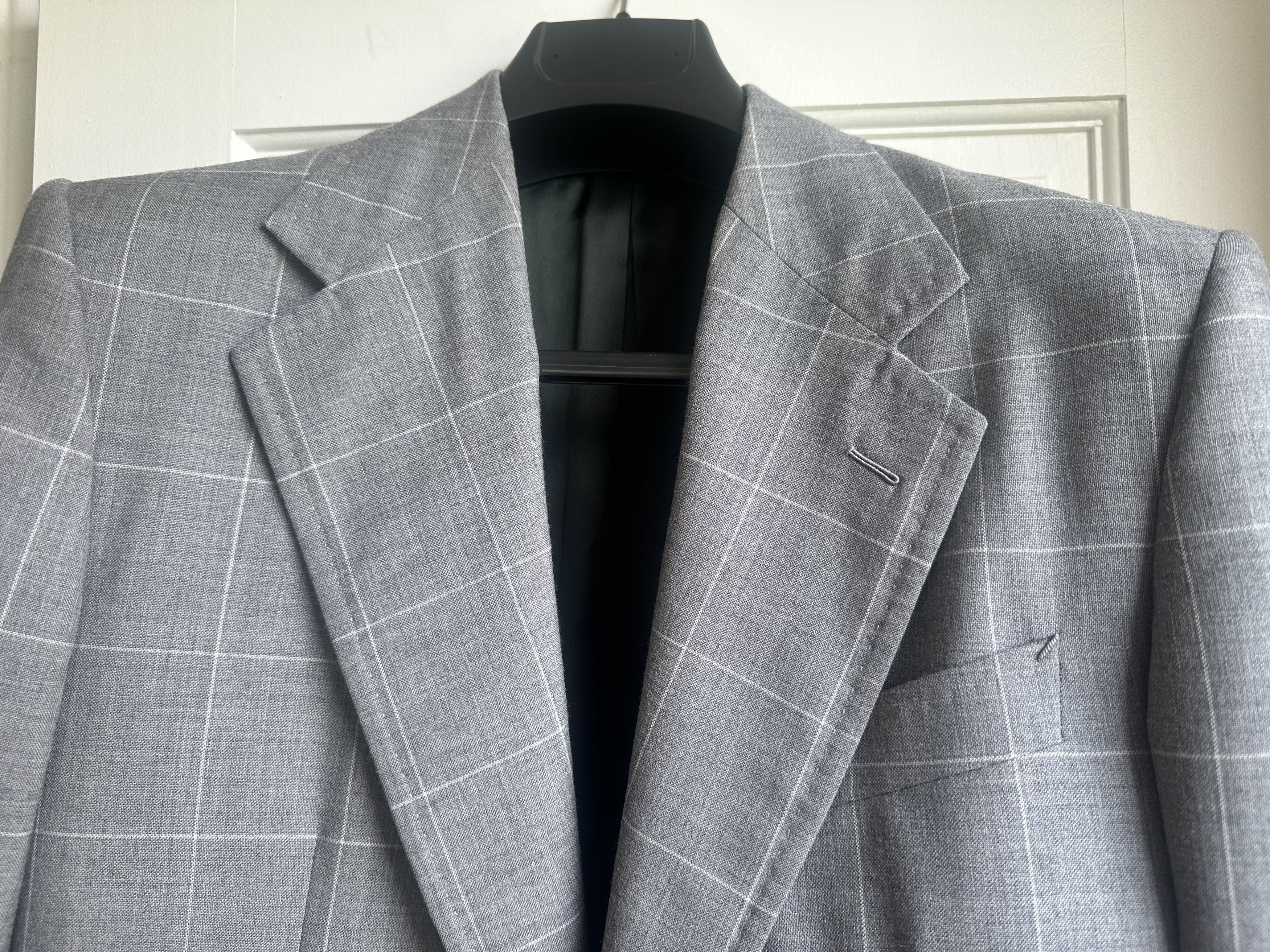 HUSBANDS SINGLE-BREASTED JACKET IN WOOL - GOLDEN FOX GREY WINDOWPANE Size 38R - 3 Thumbnail