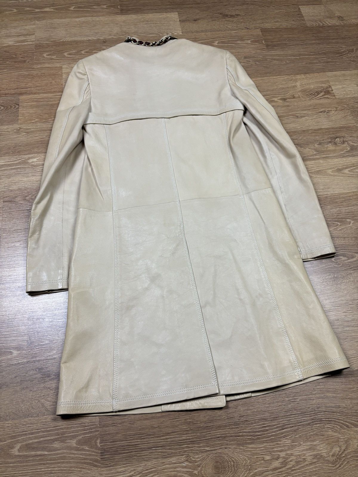 Gucci Gucci 2000s Cream Leather Coat Size S / US 4 / IT 40 - 6 Thumbnail