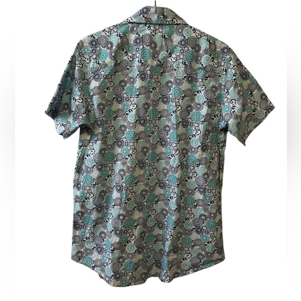 Designer Men's Size Small Teal Floral Short Sleeve Button-Down Shirt Size US S / EU 44-46 / 1 - 3 Thumbnail