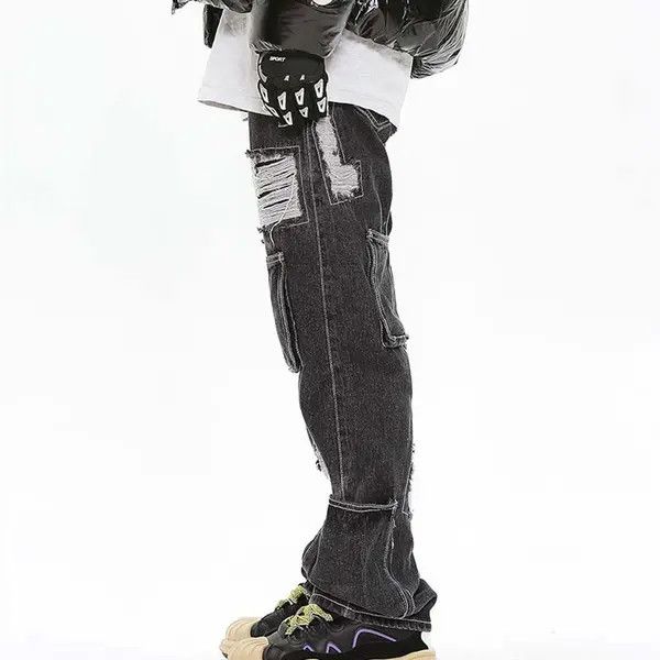 VIBE Black Distressed Denim Jeans Size US 32 / EU 48 - 3 Thumbnail