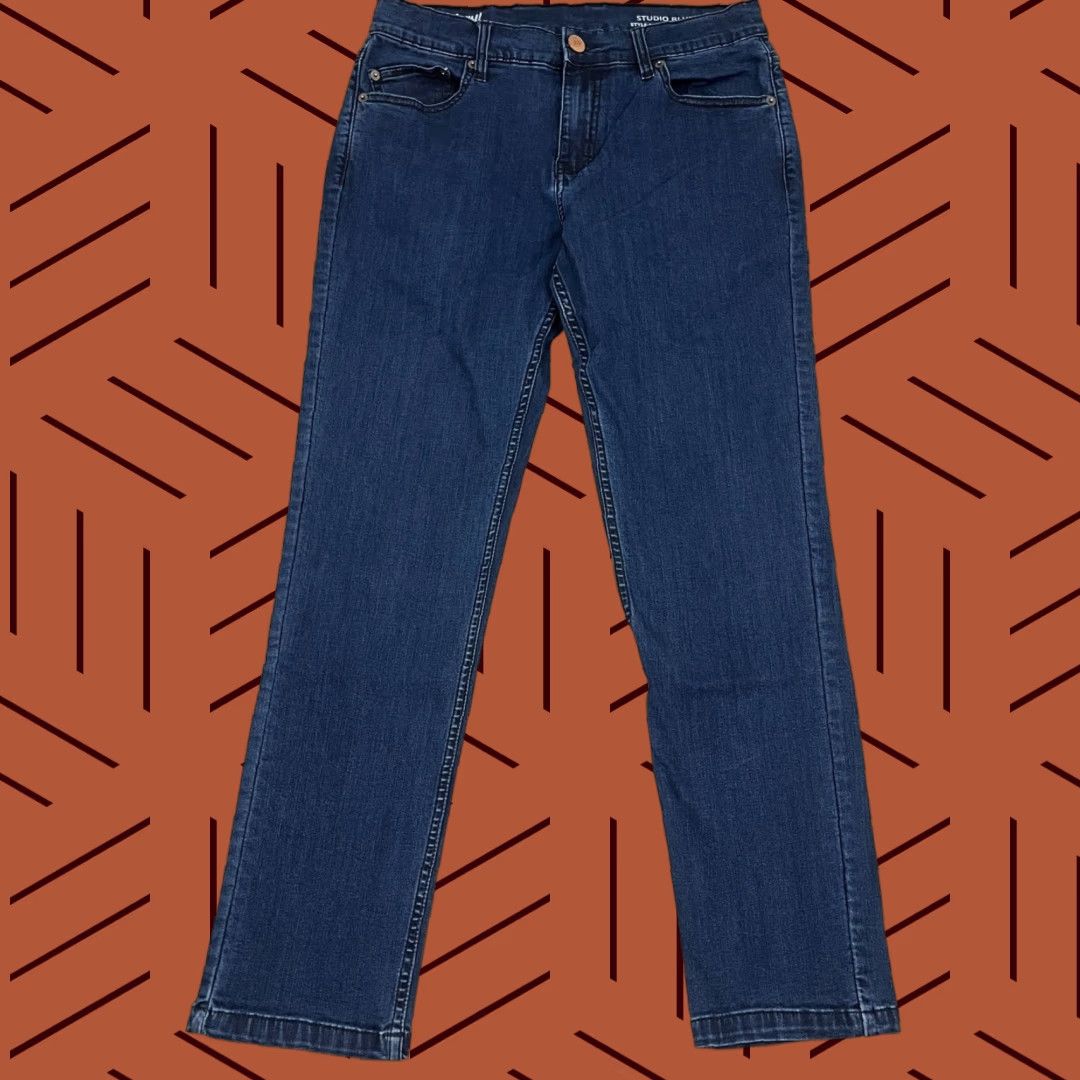 Vintage Mugsy Jeans Mens 31 x 30 Blue Denim Stretch Casual Travel Zip Fly Blue Distressed No Size US 31 - 1 Thumbnail