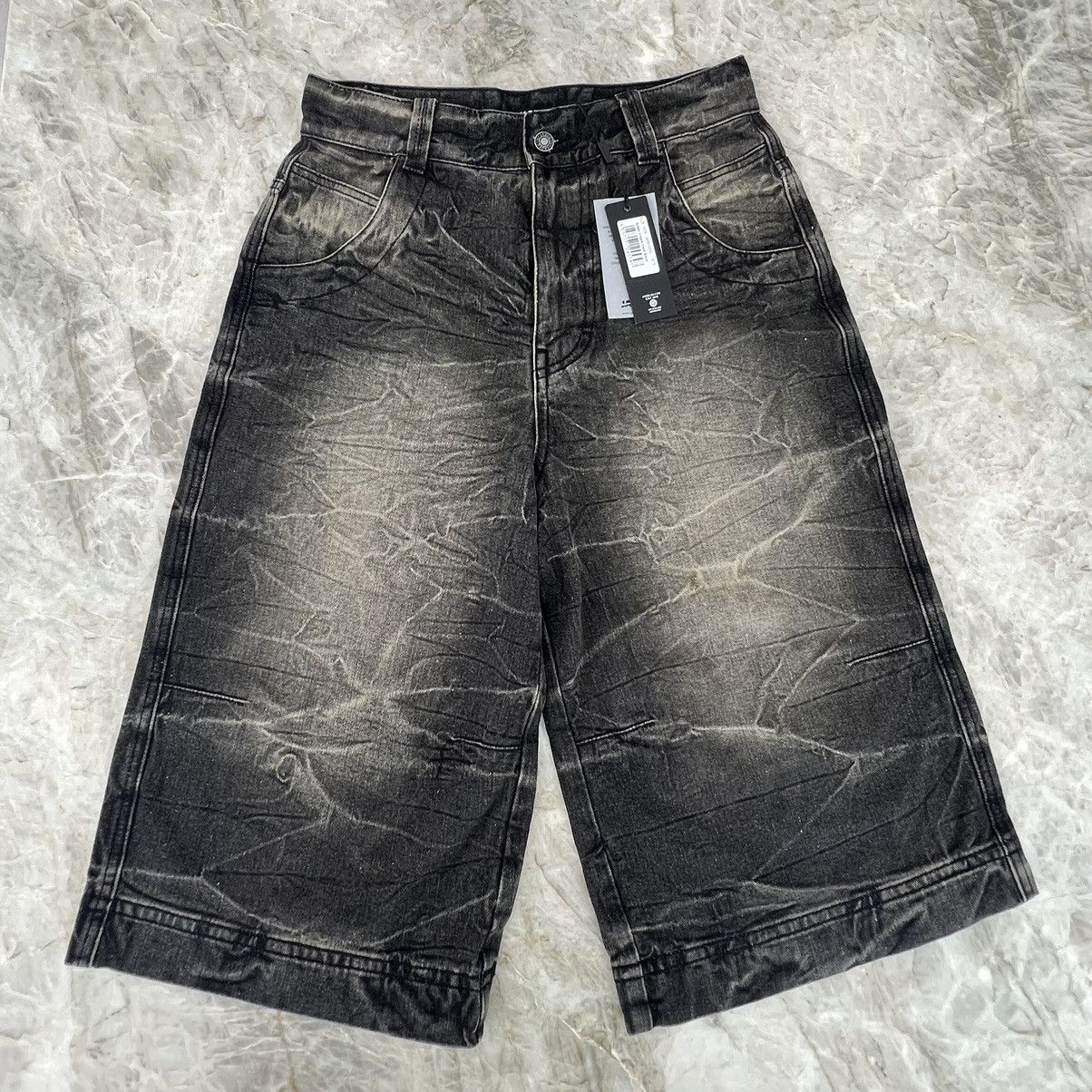 【完売】  Axle - London Jaded London Jaded Black Denim Wash Crease パンツ