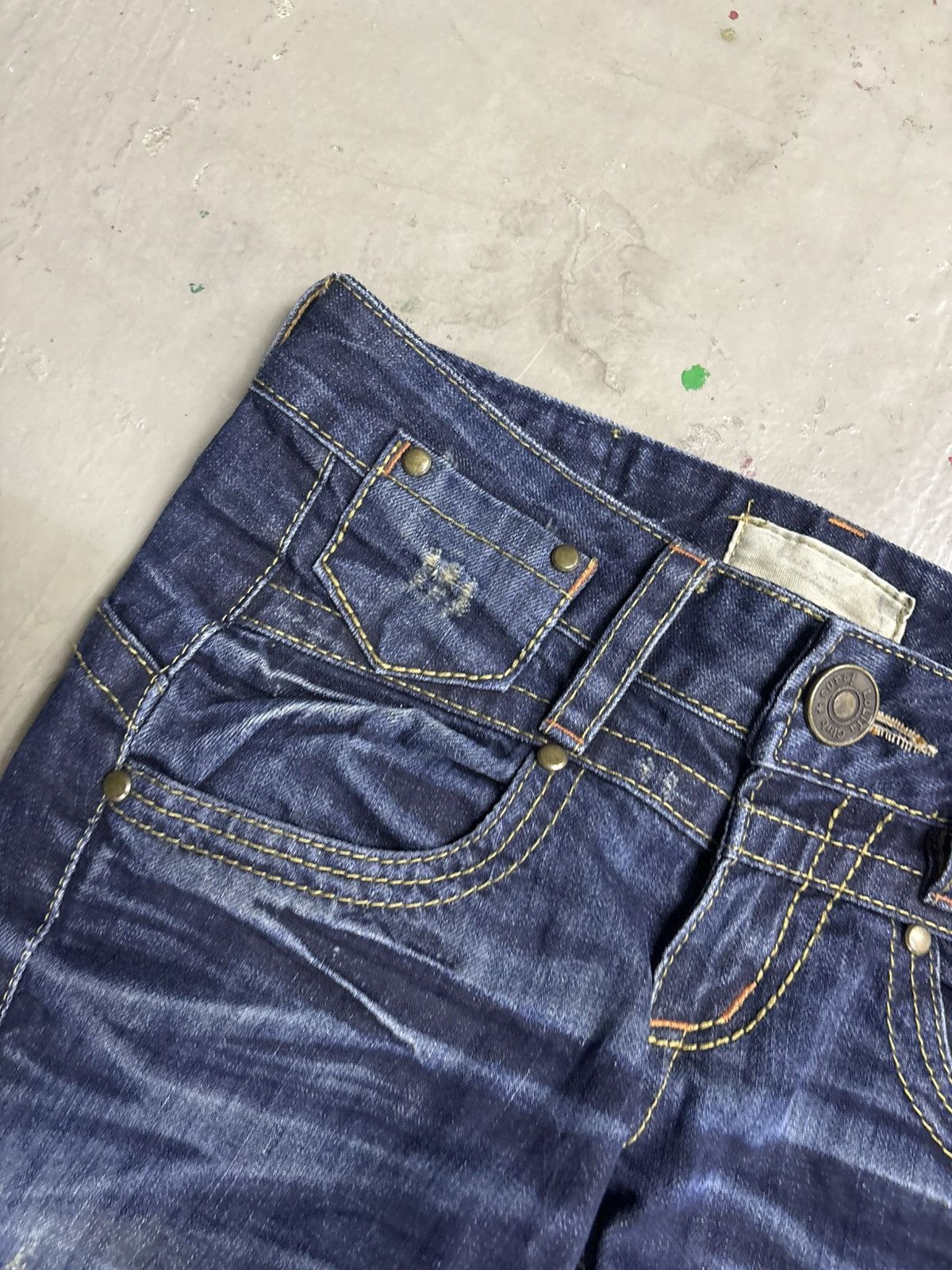 If Six Was Nine Japanese Brand Lolita Mud Wash Flare Heavy Distressed Jeans Size US 30 / EU 46 - 7 Thumbnail
