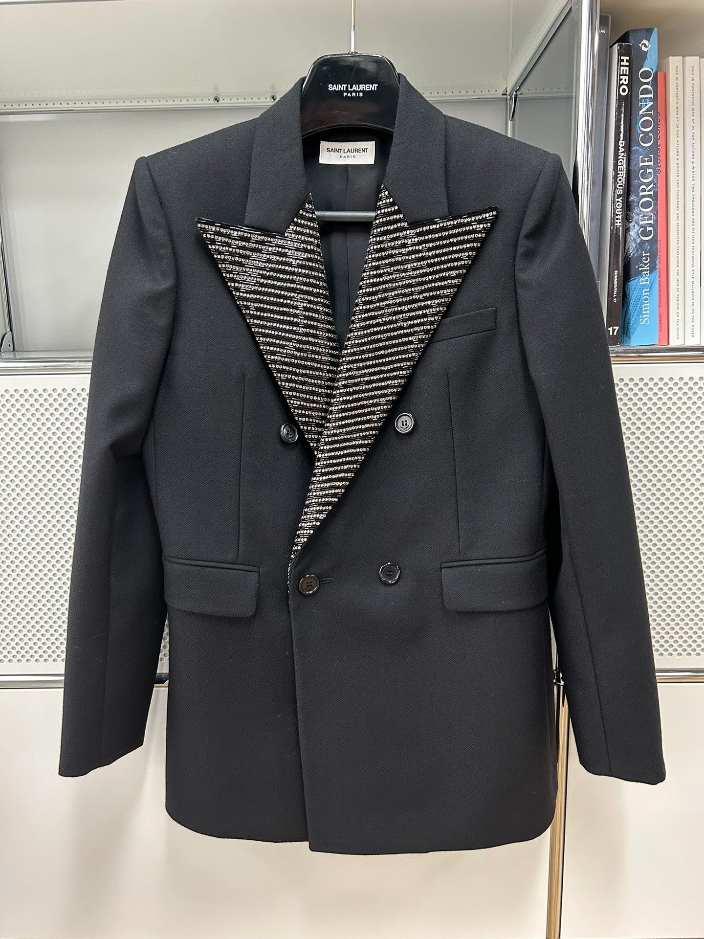 Saint Laurent Paris Saint Laurent Black Beaded Lapel Blazer Size S / US 4 / IT 40 - 1 Thumbnail