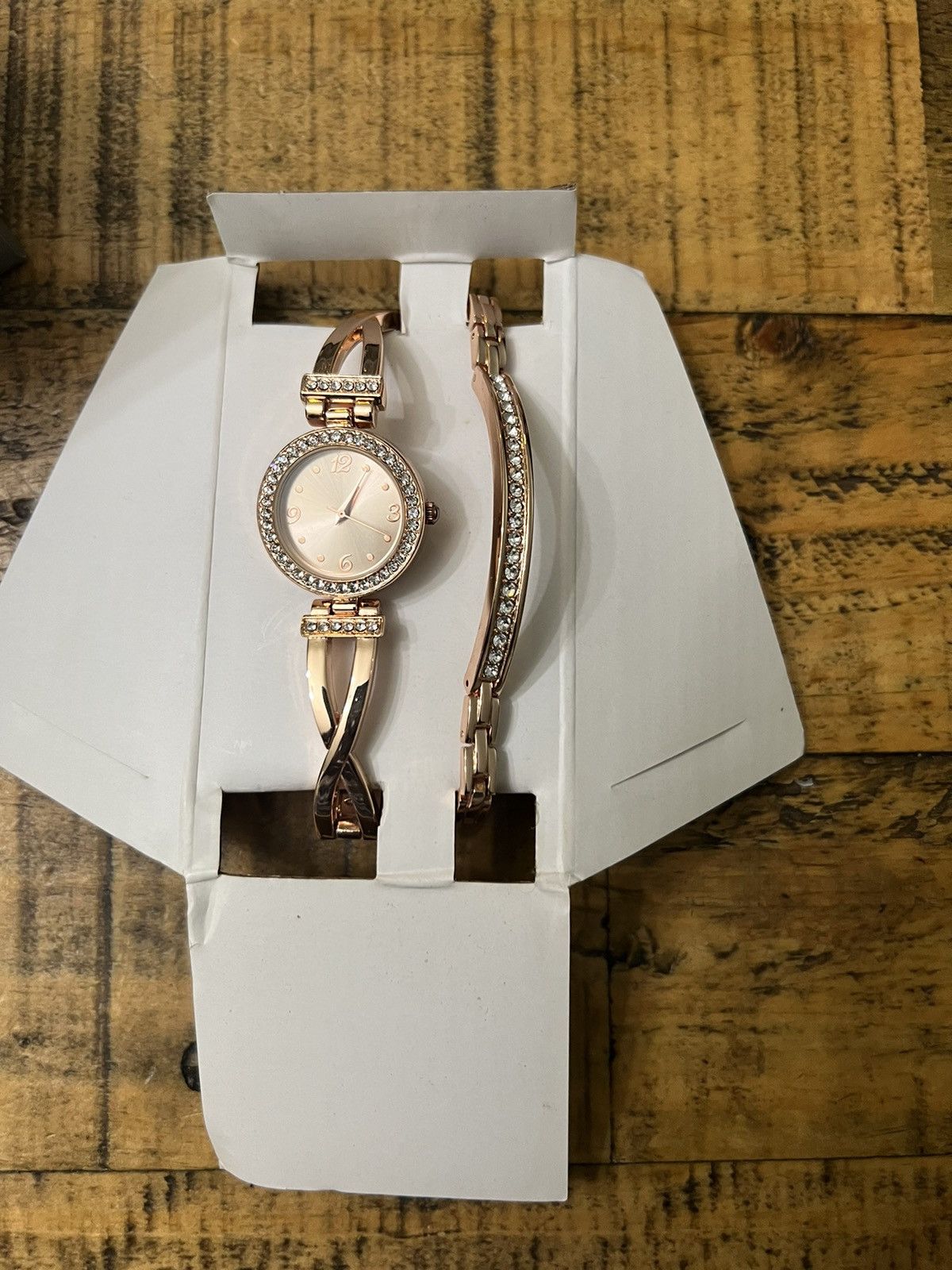 Other Time & True Ladies Watch & Bracelet Set Rose Gold Crystal Size ONE SIZE - 2 Thumbnail
