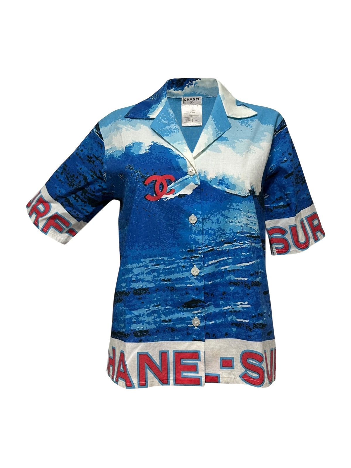 Chanel CHANEL Spring Summer 2002 Surf Logo Print Aloha Shirt Size XS / US 0-2 / IT 36-38 - 1 Thumbnail