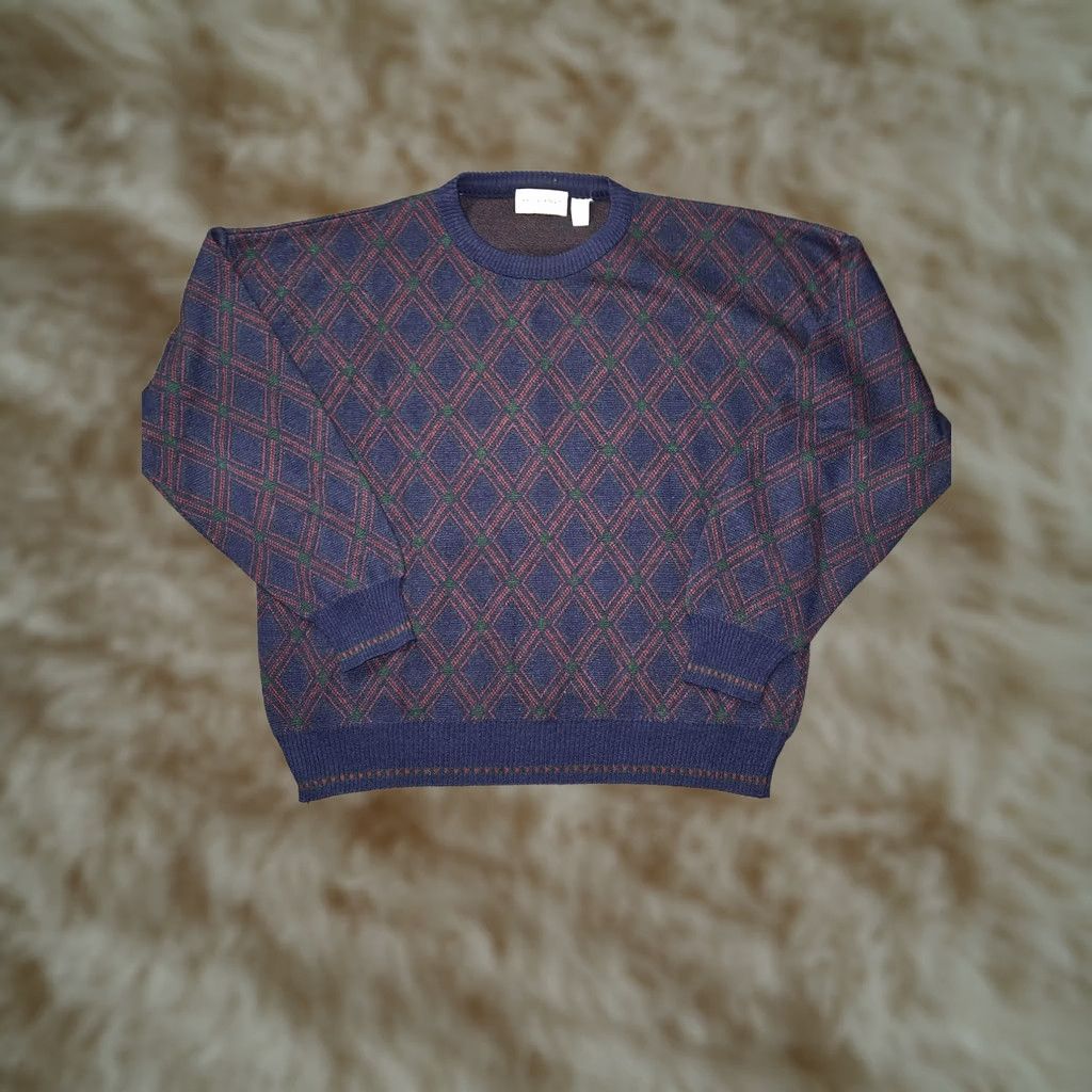 Murano VINTAGE Murano Sweater Mens XL Blue Argyle Crew Neck Wool Acrylic Pullover Italy Size US XL / EU 56 / 4 - 1 Thumbnail