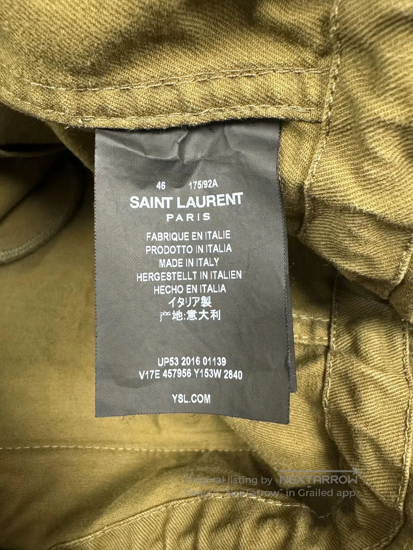 Saint Laurent Paris Saint Laurent Shark Work Jacket in Olive Green. Size US L / EU 52-54 / 3 - 5 Thumbnail