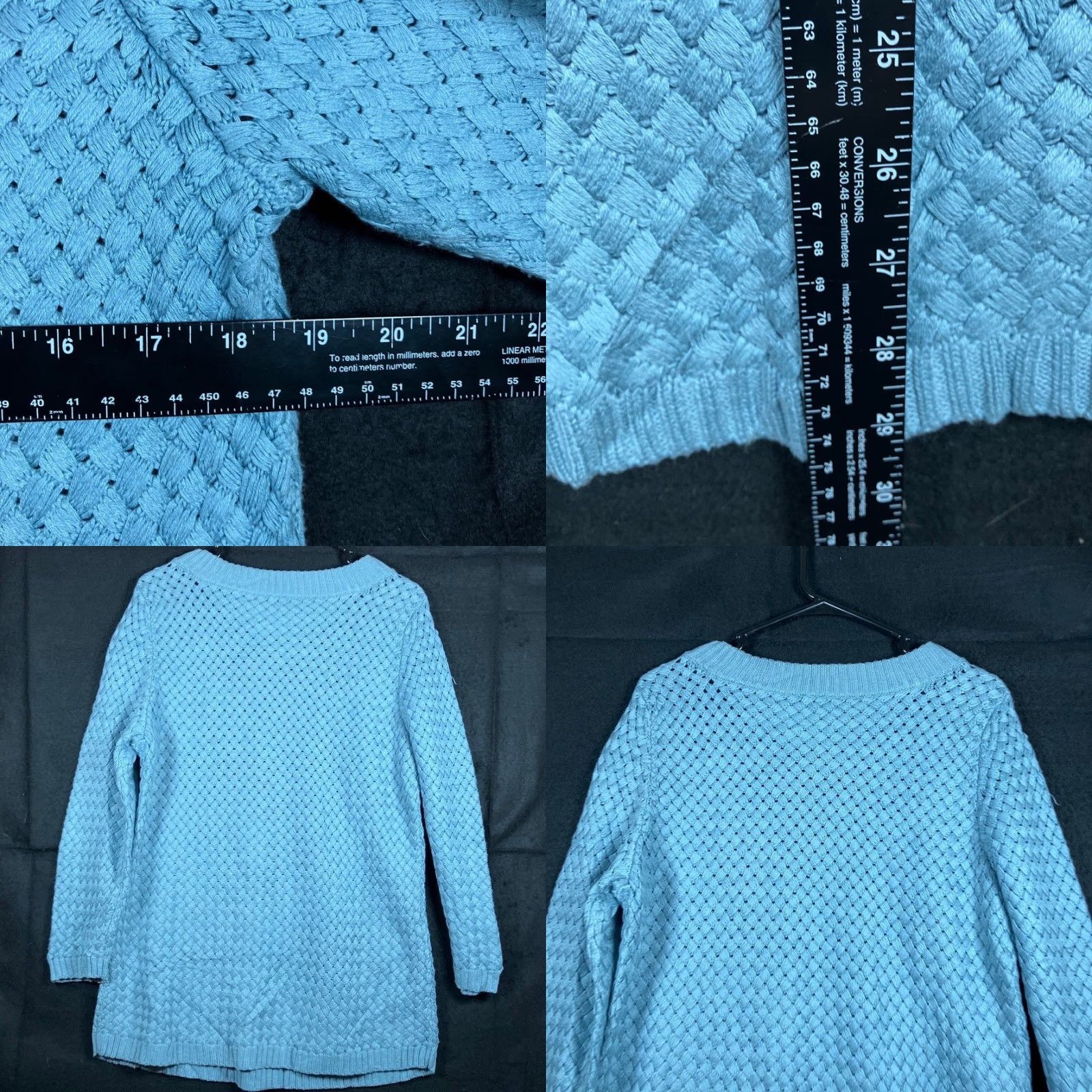 Vintage Talbots Womens Sweater Blue Boat Neck Chunky Knit Woven Long Sleeve XL Size XL / US 12-14 / IT 48-50 - 8 Thumbnail