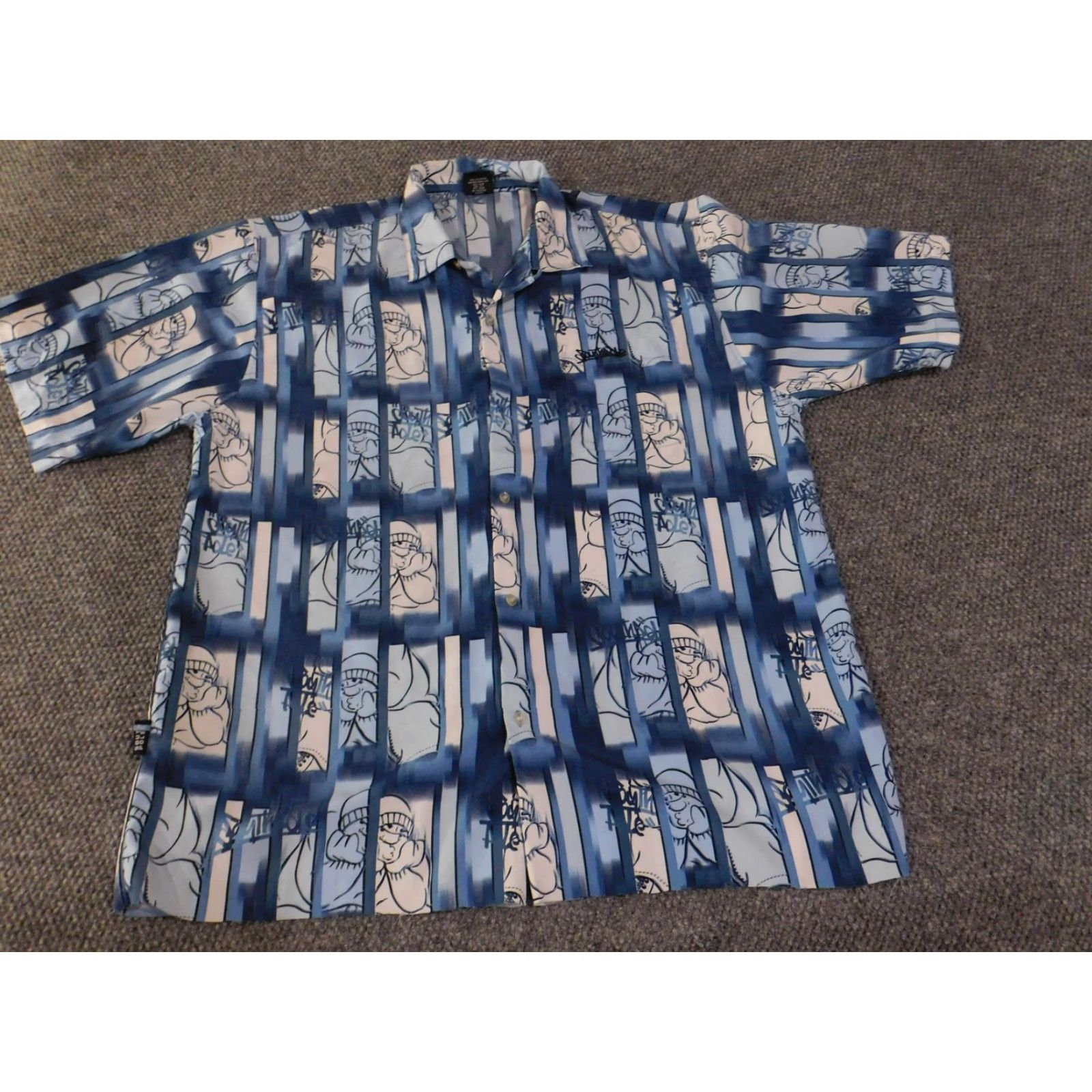 Southpole Southpole Shirt Mens 2XL Blue Graffiti Graphic Over Print Button Up Hip Hop Size US XXL / EU 58 / 5 - 3 Thumbnail
