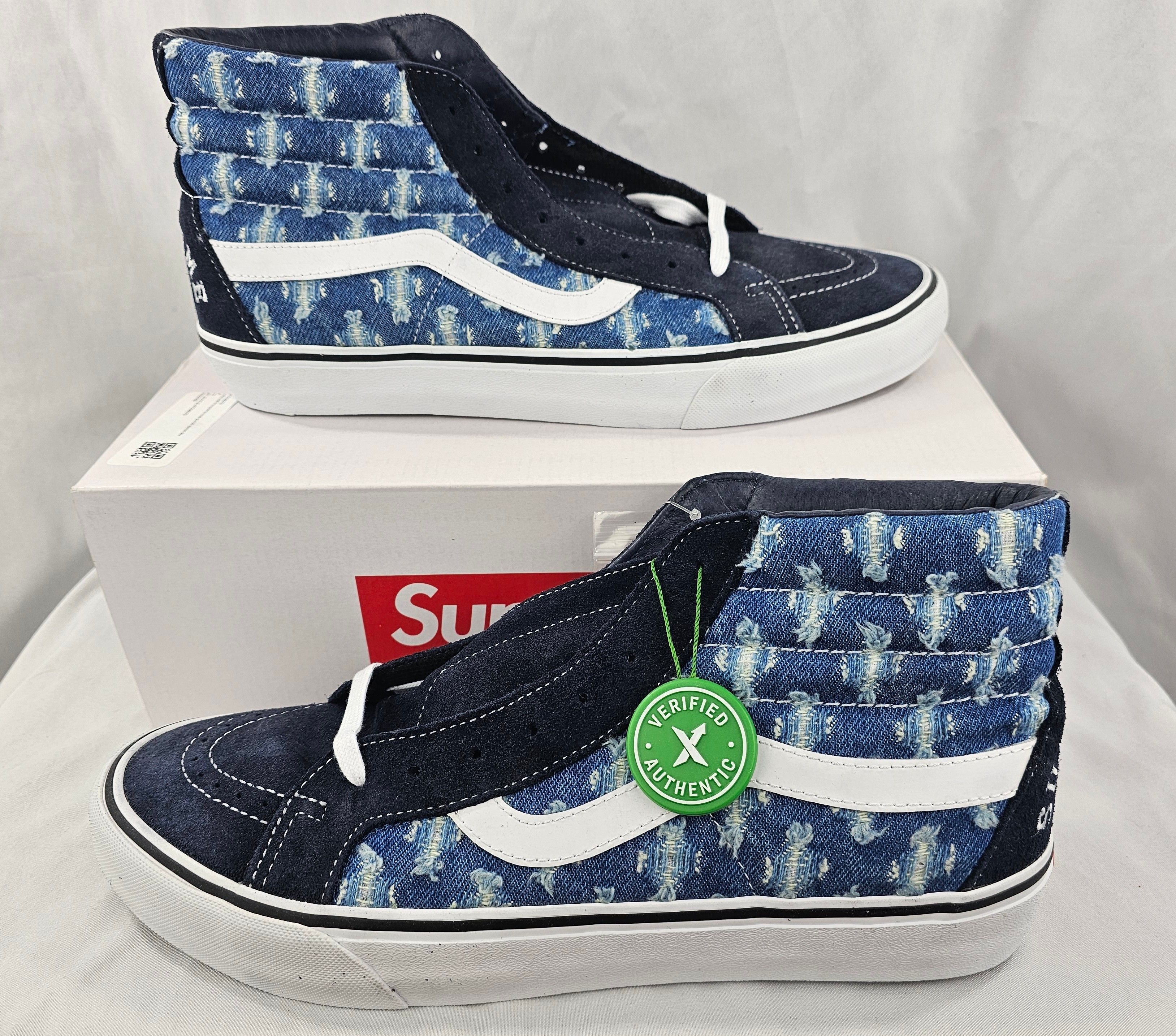 Supreme × Vans Supreme x VANS Sk8 - High Blue Hole Punch Denim Men's NEW Size US 13 / EU 46 - 2 Thumbnail