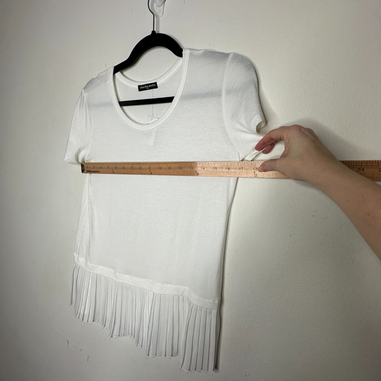 Other NWT Cha Cha Vente Ivory Pleated Short Sleeve Scoop Blouse PM Size M / US 6-8 / IT 42-44 - 7 Thumbnail