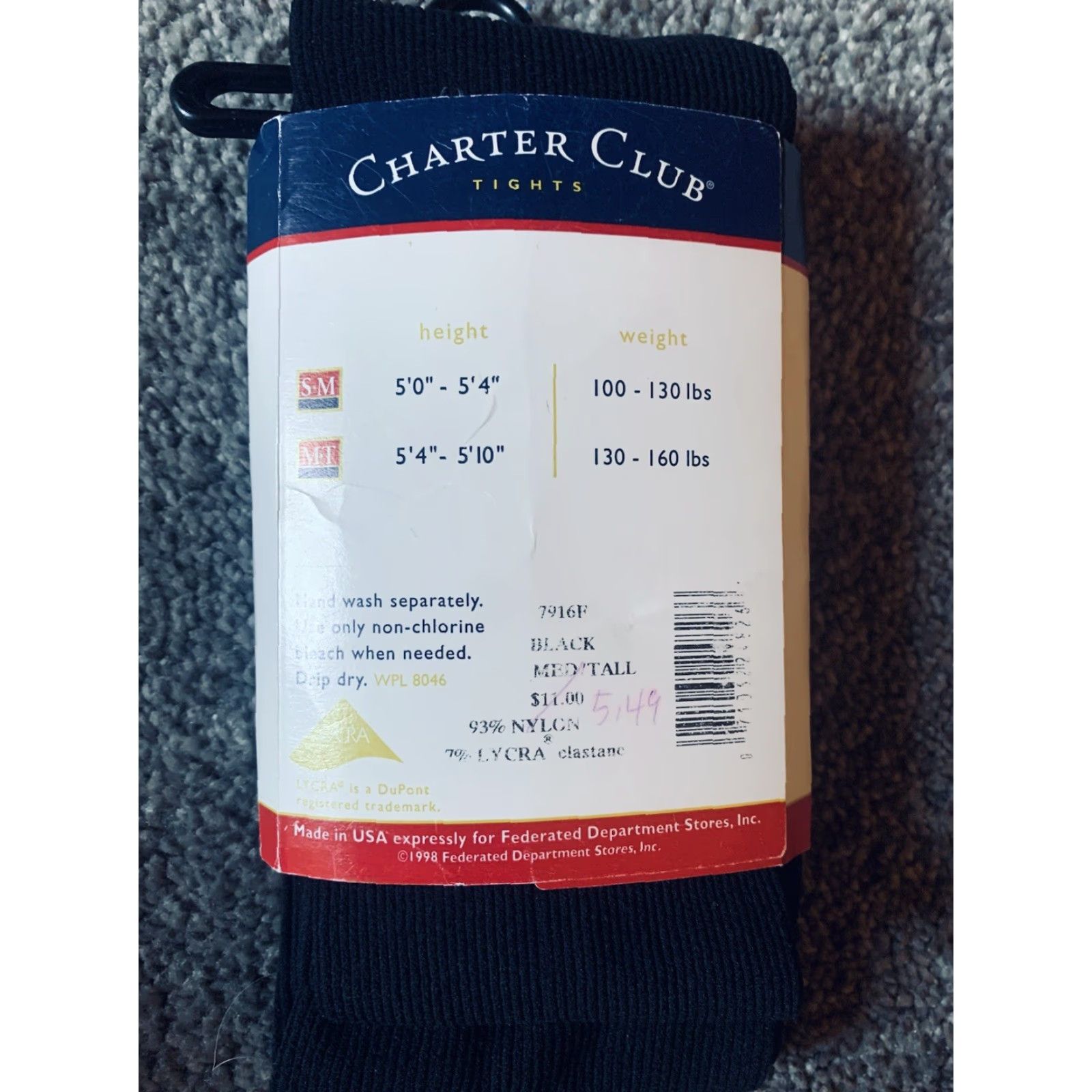 Charter Club VINTAGE Charter Club Black Ribbed Textured Tights Ladies M Medium Womens Tights Black Ribbed Textured 1998 Size ONE SIZE - 2 Thumbnail