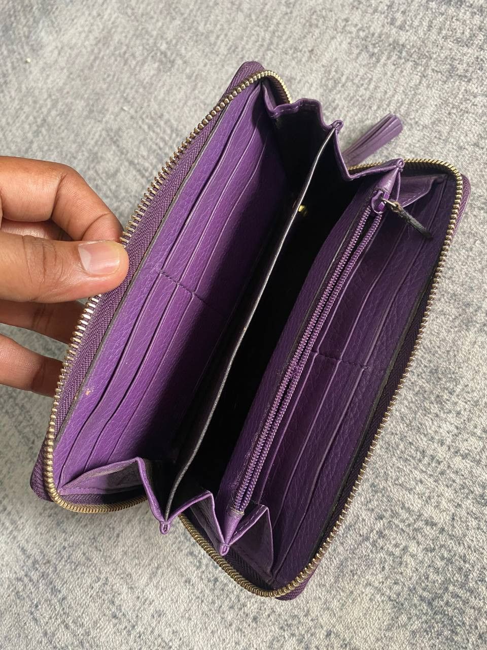 Gucci Gucci Soho GG Zip Around Leather Wallet Purple Size ONE SIZE - 9 Thumbnail