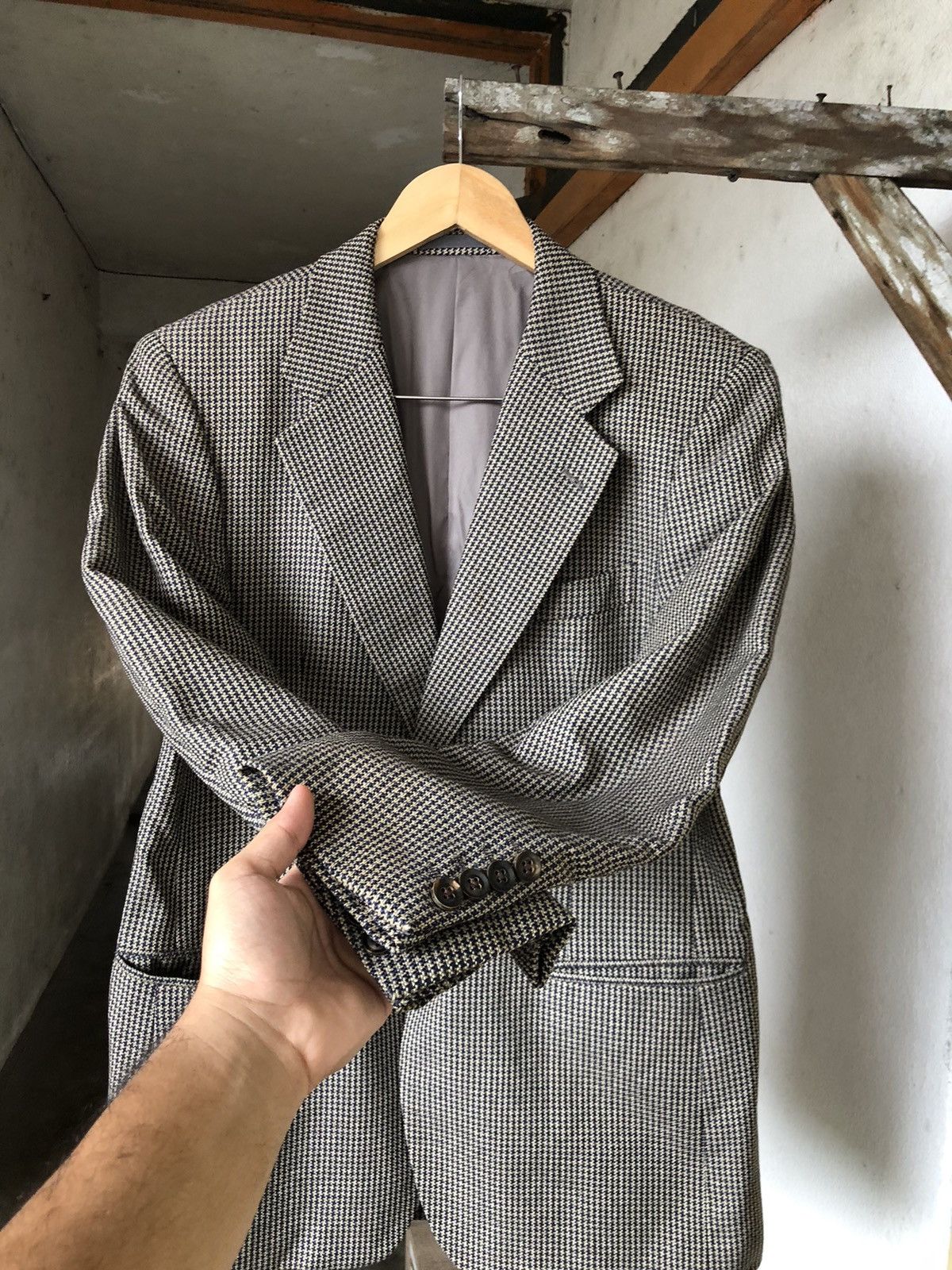 Burberry Vtg Burberry Tweed Wool Checked Single Breasted Blazer Size US M / EU 48-50 / 2 - 10 Thumbnail