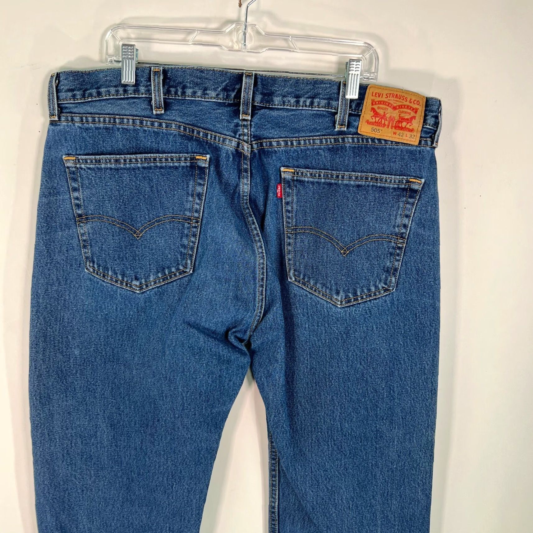 Levi's Levi's 505 Mens Regular Fit Mid Rise Casual Blue Denim Straight Jeans Size 42X31 Size US 42 / EU 58 - 7 Thumbnail