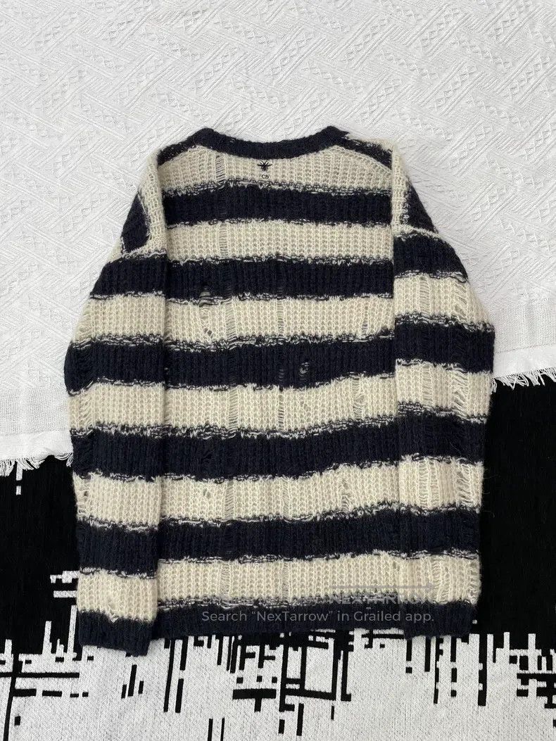 Dior Dior Black and white striped hollow knitted sweater Size XXS / US 00 / IT 34 - 2 Thumbnail