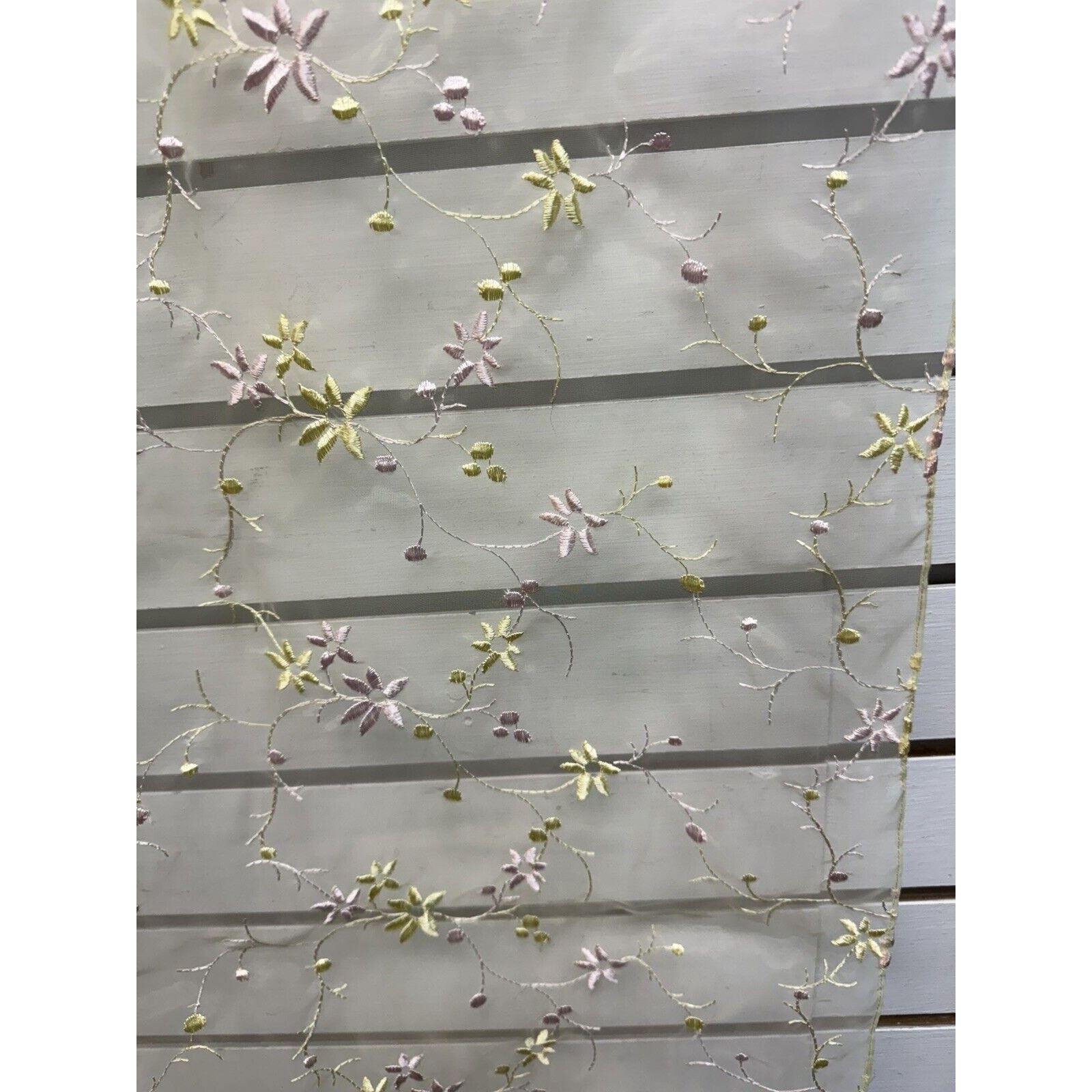 Other Vintage Sheer Scarf Dainty Embroidered Pastel Floral 79X16.5 Size ONE SIZE - 4 Thumbnail