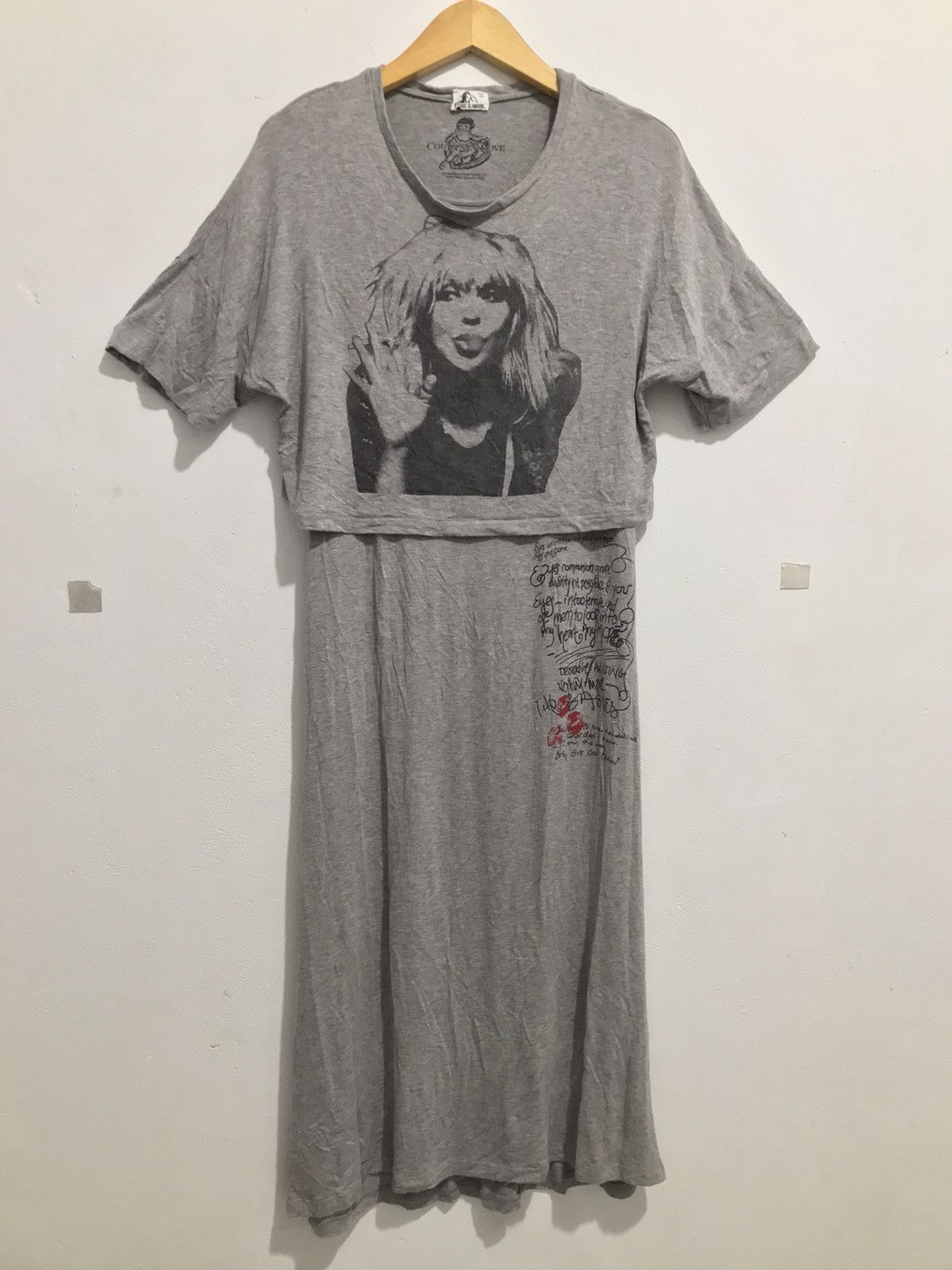 image of Hysteric Glamour Courtney Love Big Face Dressed in Grey, Women's (Size Medium)