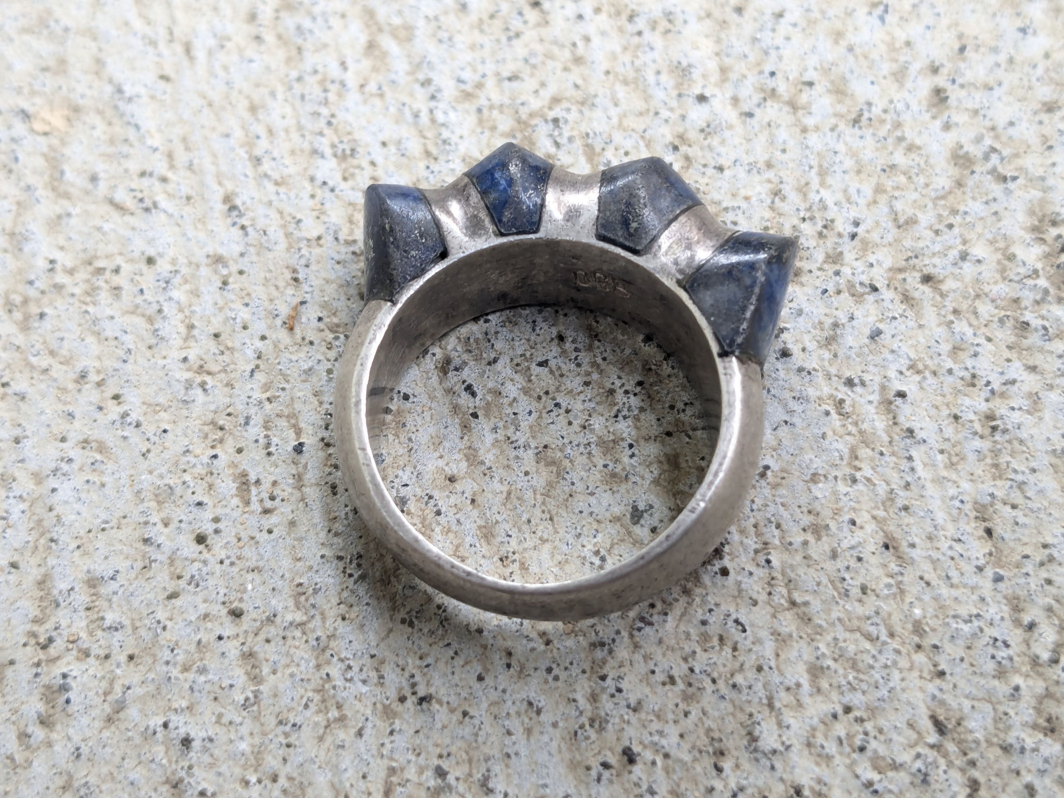Jewelry Sterling Silver Ring 6.25 Lapis Lazuli Modern Avant Garde Size ONE SIZE - 9 Thumbnail