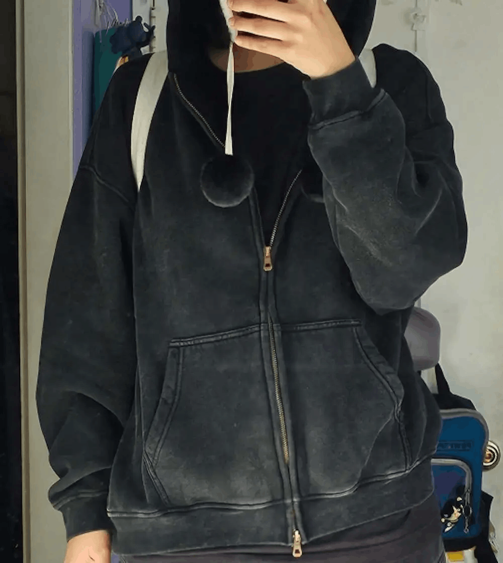 Japanese Brand × Vintage Black Batik Fleece Zippered Hoodie Size US M / EU 48-50 / 2 - 3 Thumbnail