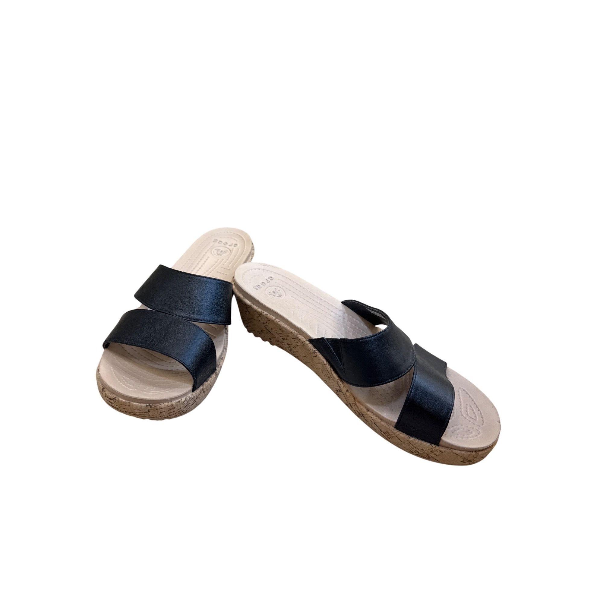 Crocs Crocs Womens Black Cork Wedge Sandals Size 10W SKU8135 Size US 10 / IT 40 - 1 Thumbnail