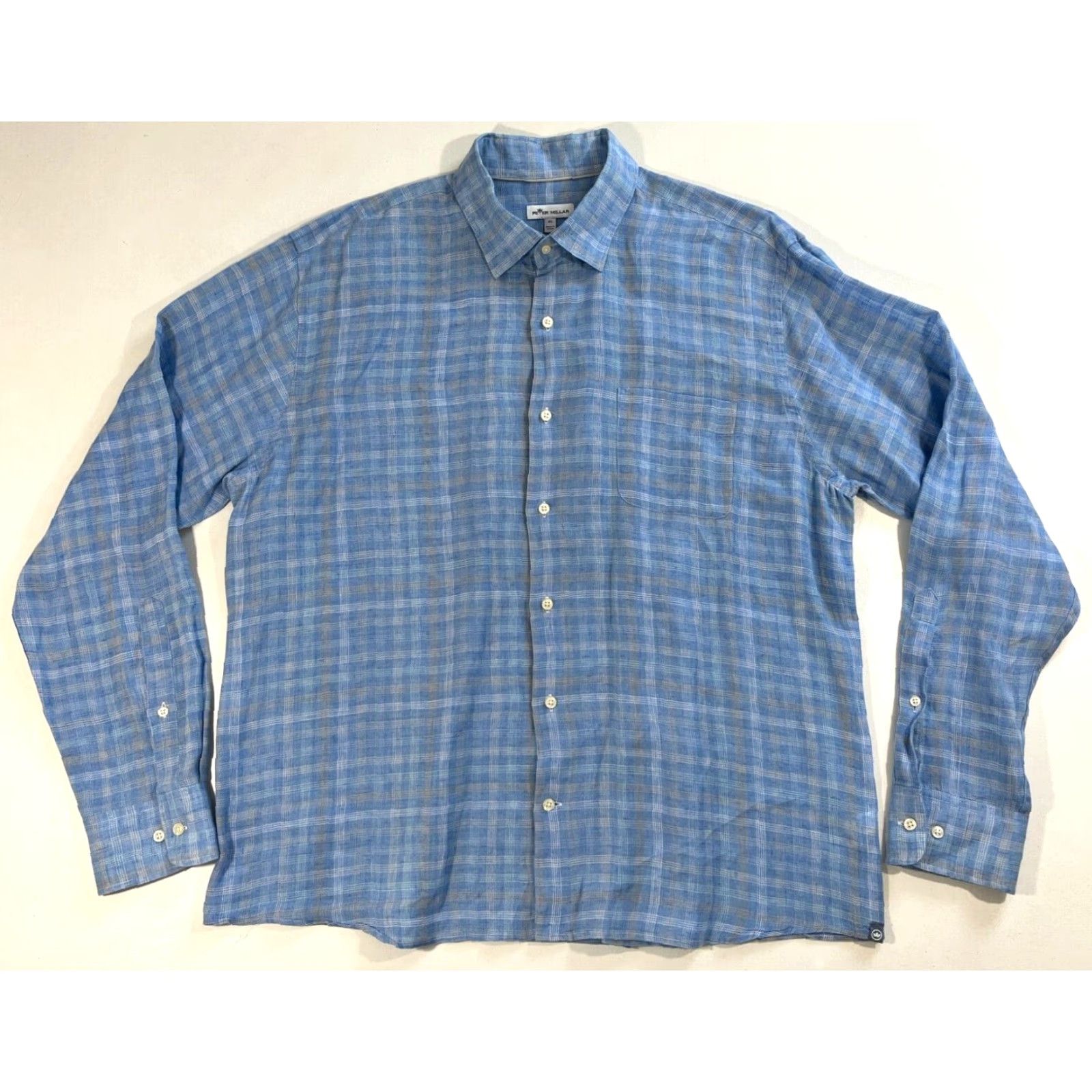 Peter Millar Peter Millar Seaside Duxbury Beach Linen Sport Shirt Plaid XL Blue Mens Button-Up Shirt Size US XL / EU 56 / 4 - 3 Thumbnail
