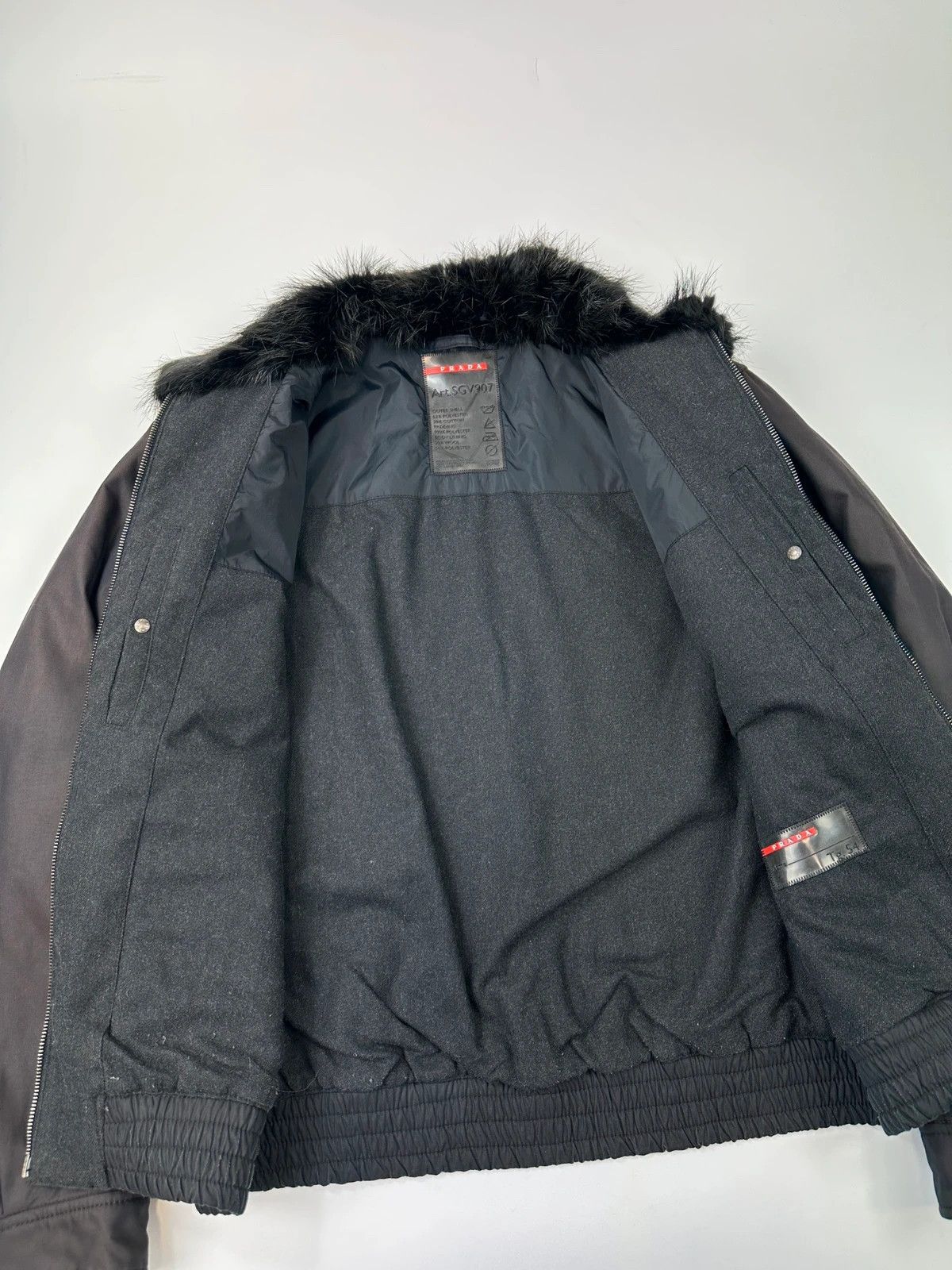 Prada Prada Sport FW2007 Black Faded Bomber Aviator Jacket Size US XL / EU 56 / 4 - 12 Thumbnail