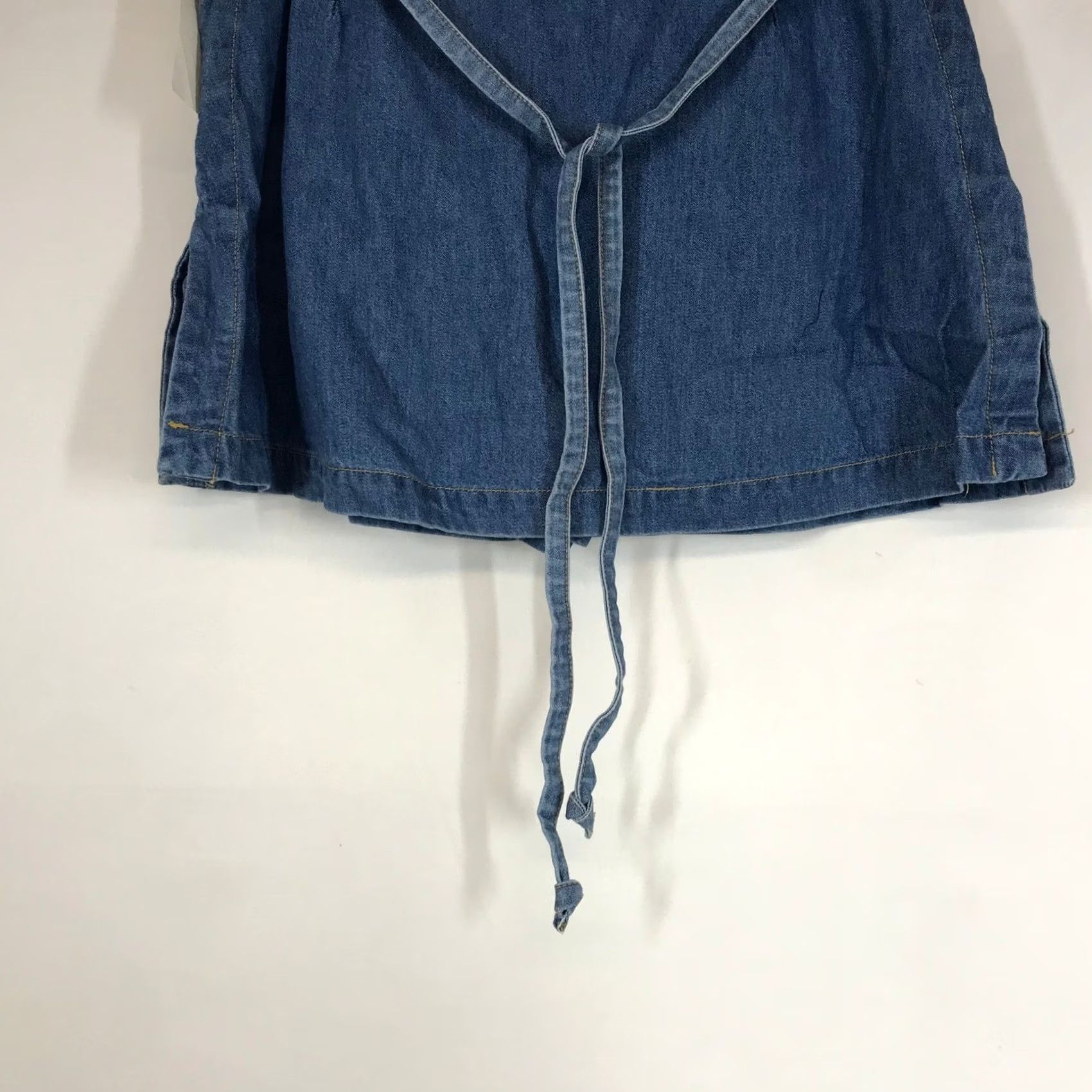 Denime VINTAGE True Blue Denim Skirt Tie Waist Pockets Mini A-Line Women Midi Blue Size 3/4 Size 26" / US 2 / IT 38 - 6 Thumbnail