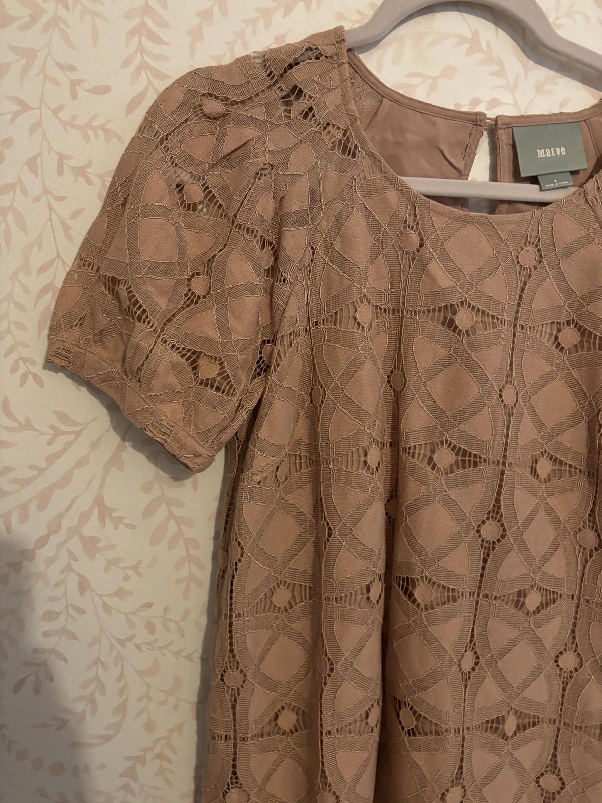 Other Anthropologie Maeve Beige Lace Puff Sleeve Blouse Size S / US 4 / IT 40 - 4 Thumbnail