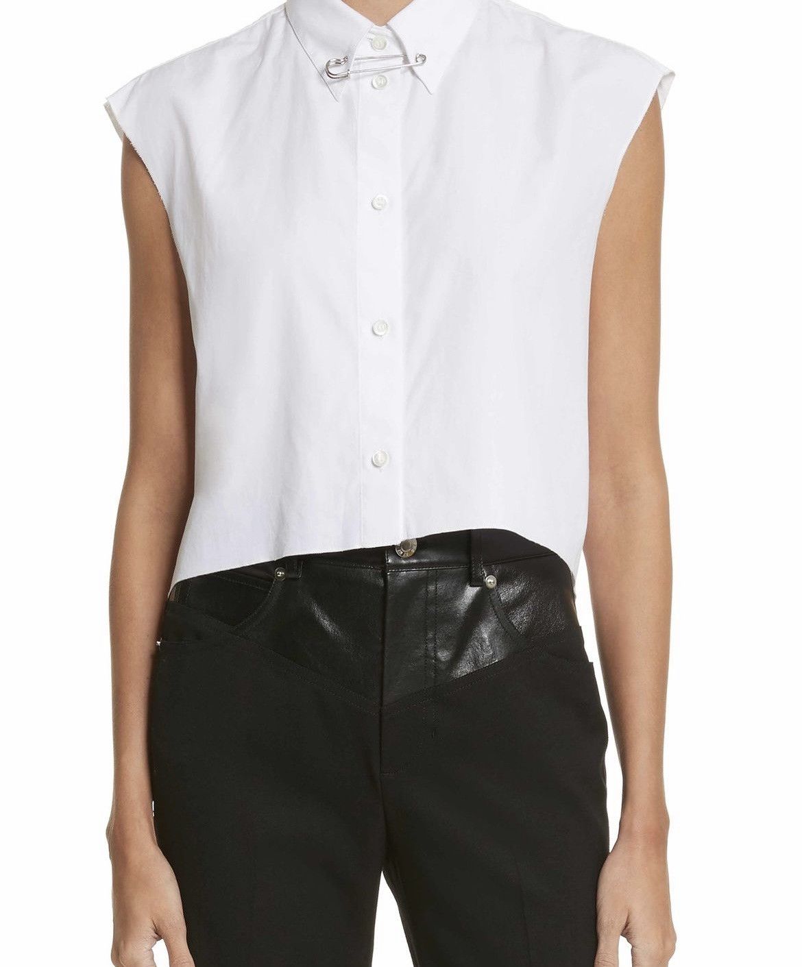 Helmut Lang HELMUT LANG SAFETY PIN POPLIN CROPPED SHIRT Size US S / EU 44-46 / 1 - 1 Thumbnail