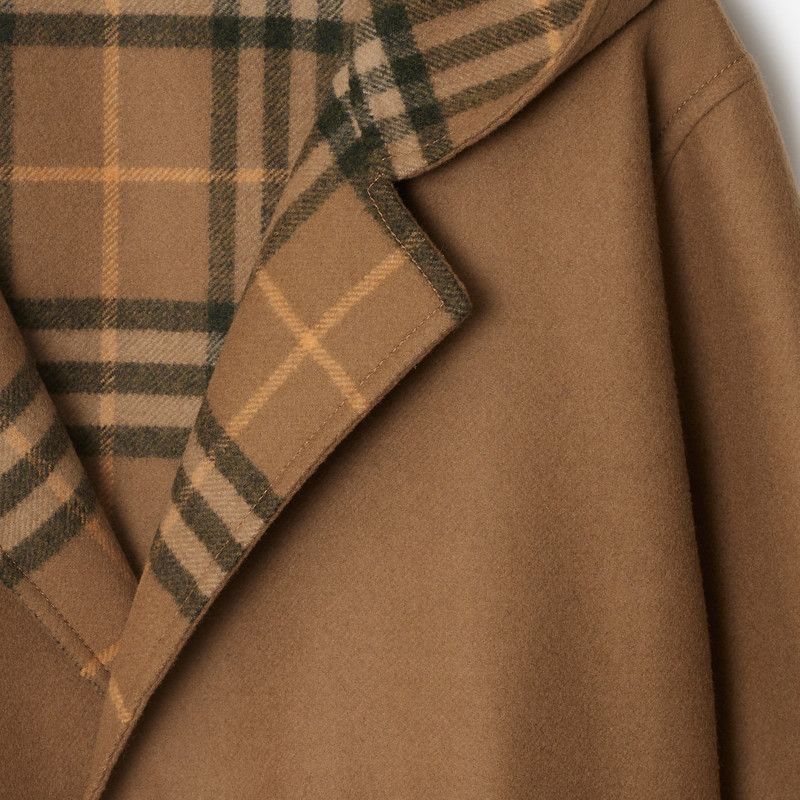 Burberry o1w1db10426 Reversible Check Wool Wrap Coat in Brown Size S / US 4 / IT 40 - 7 Thumbnail
