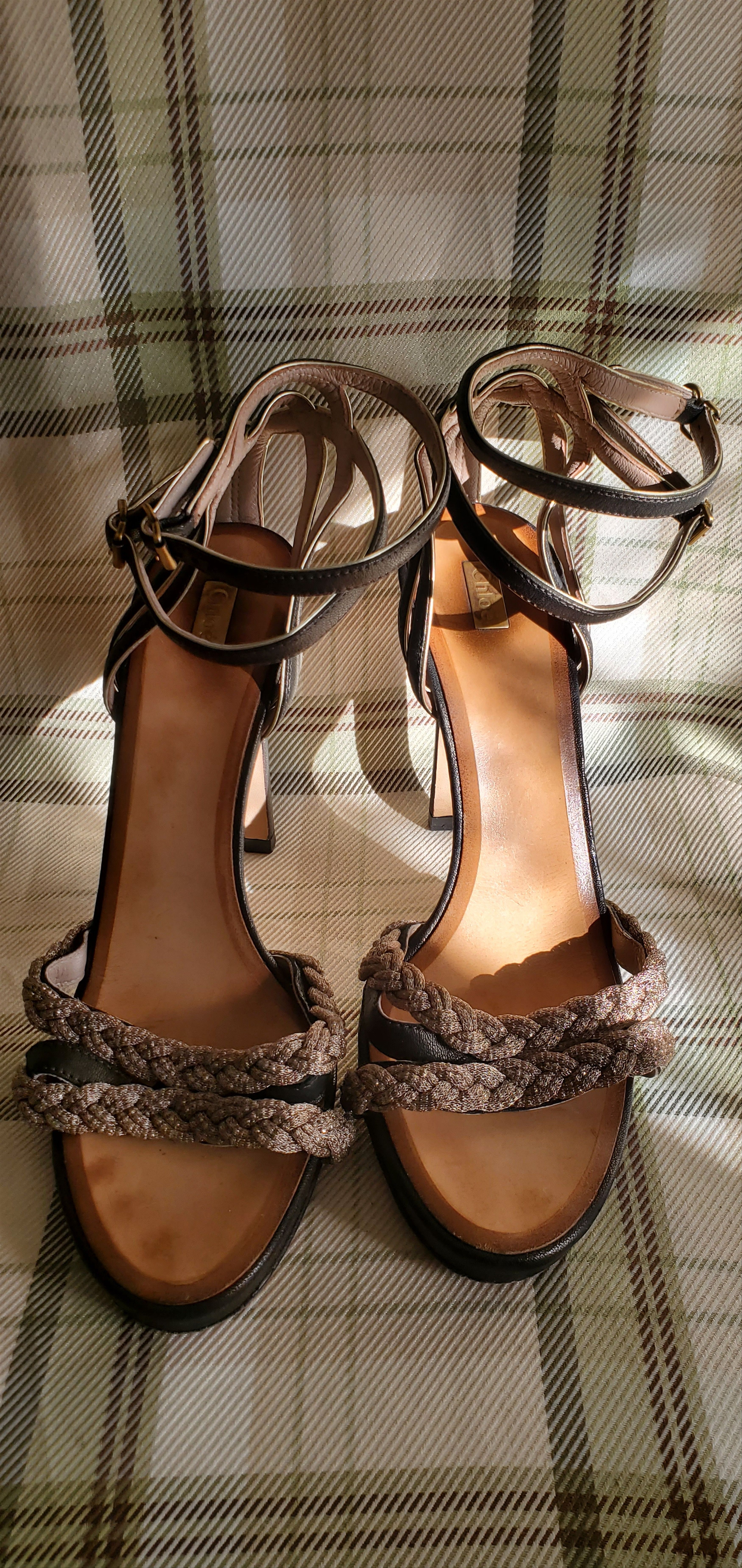 Chloe Open Toe Leather Heel Shoes