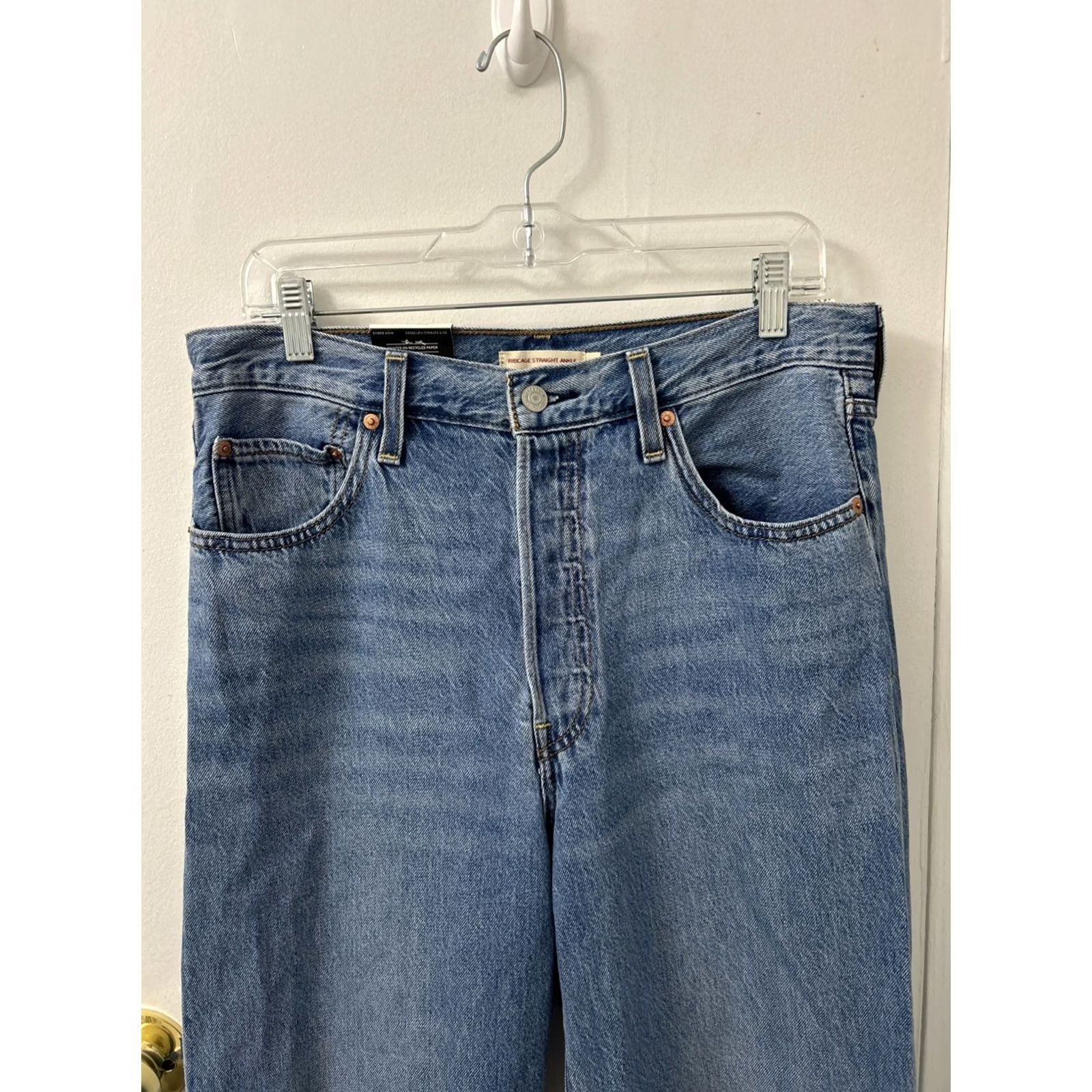 Levi's Levi's Premium Big E Jeans Womens 31x27 Blue Denim Ribcage Straight Ankle Button Size 24" / US 00 / IT 34 - 2 Thumbnail