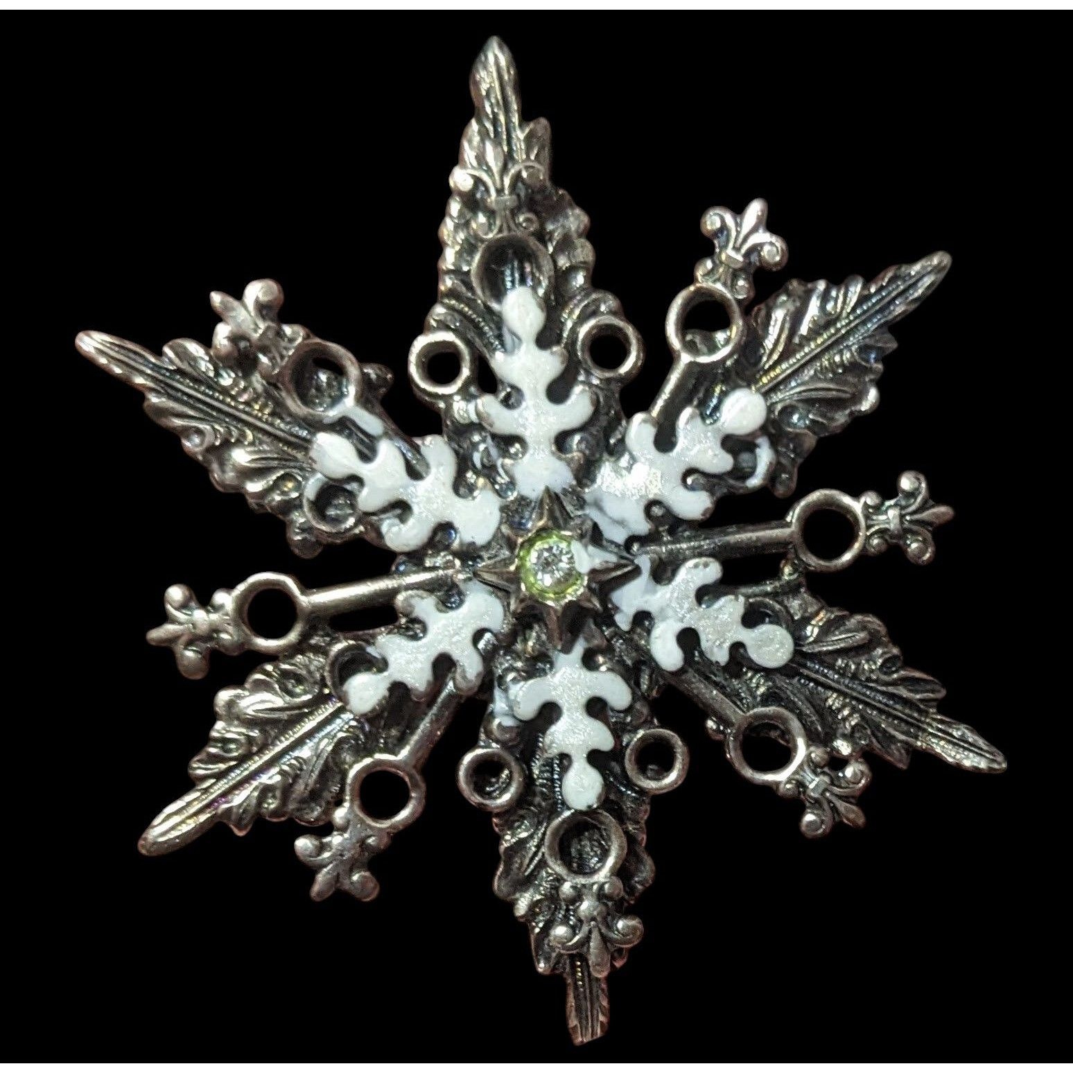 Other Whimsical Snowflake Silver Tone White Enamel Brooch Size ONE SIZE - 2 Thumbnail