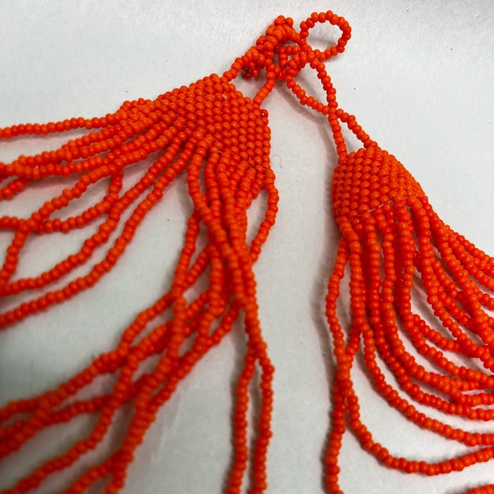 Handmade Groovy Retro Artisan Candy Skull Neon Orange beaded necklace Size ONE SIZE - 5 Thumbnail