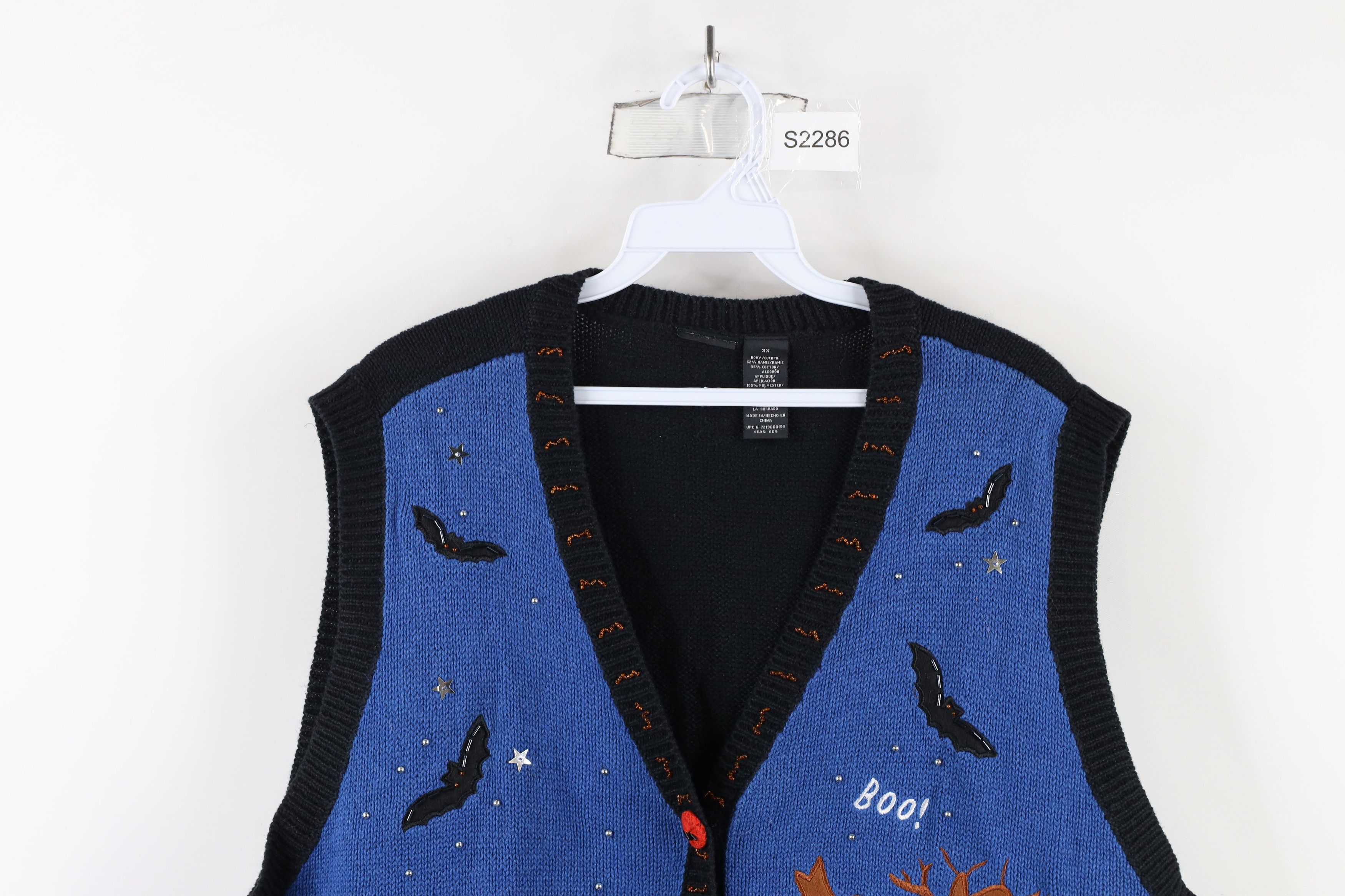Vintage Vintage 90s Streetwear Halloween Knit Cardigan Sweater Vest Size XL / US 12-14 / IT 48-50 - 2 Thumbnail