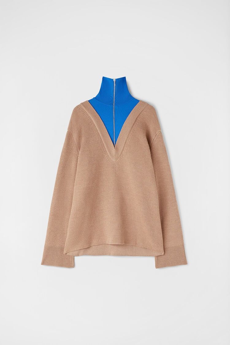 Jil Sander o1w1db10825 High-Neck Sweater in Brown/Blue Size US M / EU 48-50 / 2 - 1 Thumbnail