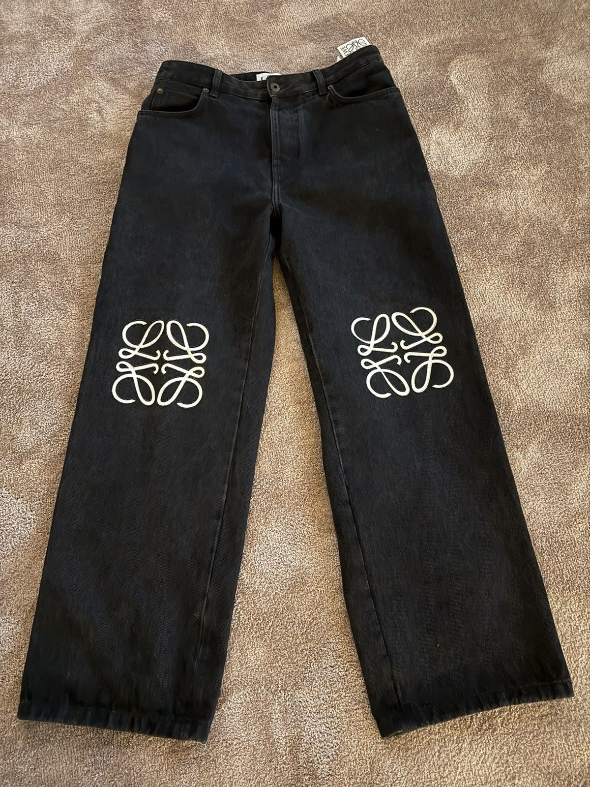 Pre-owned Loewe Faded Black Anagram Denim