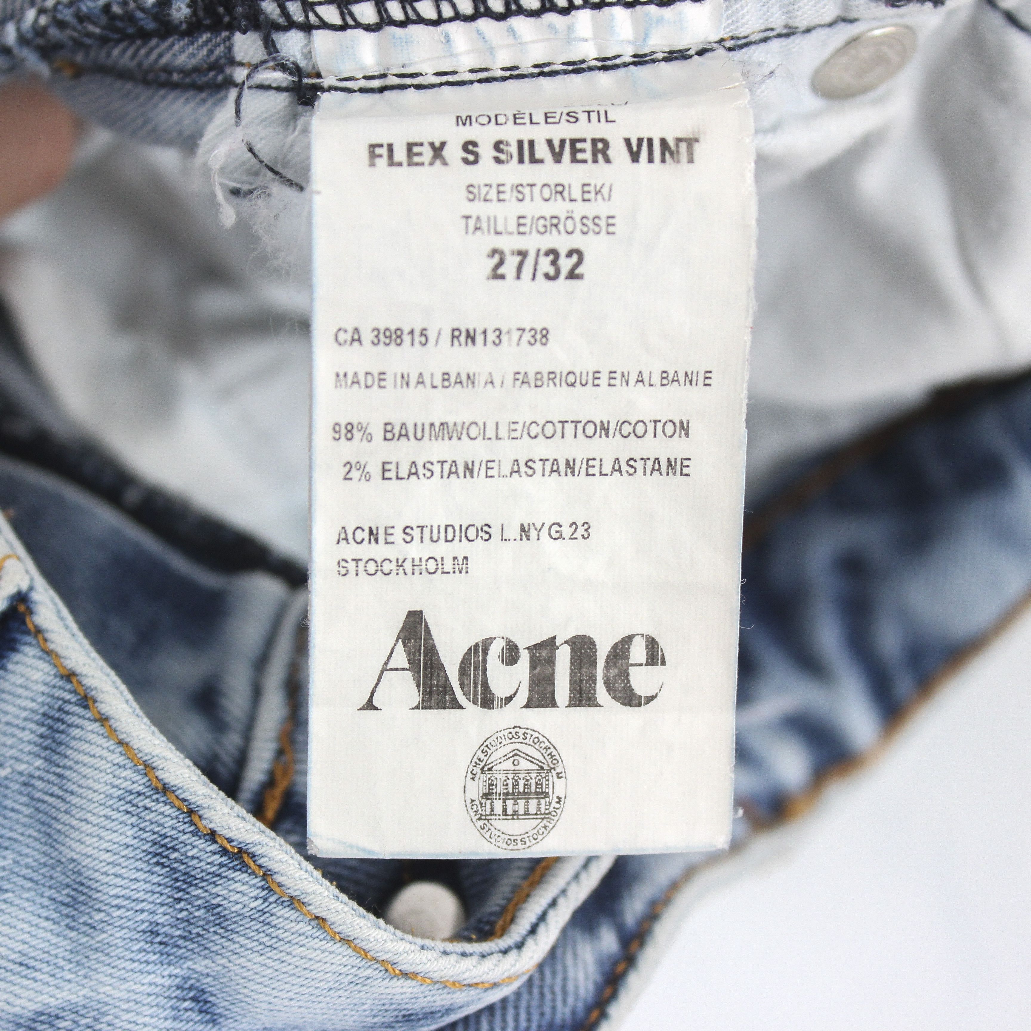 Acne Studios × Designer FLEX S SILVER VINT Women W27 L32 Stretch Slim Jeans Denim Size 27" / US 4 / IT 40 - 5 Thumbnail