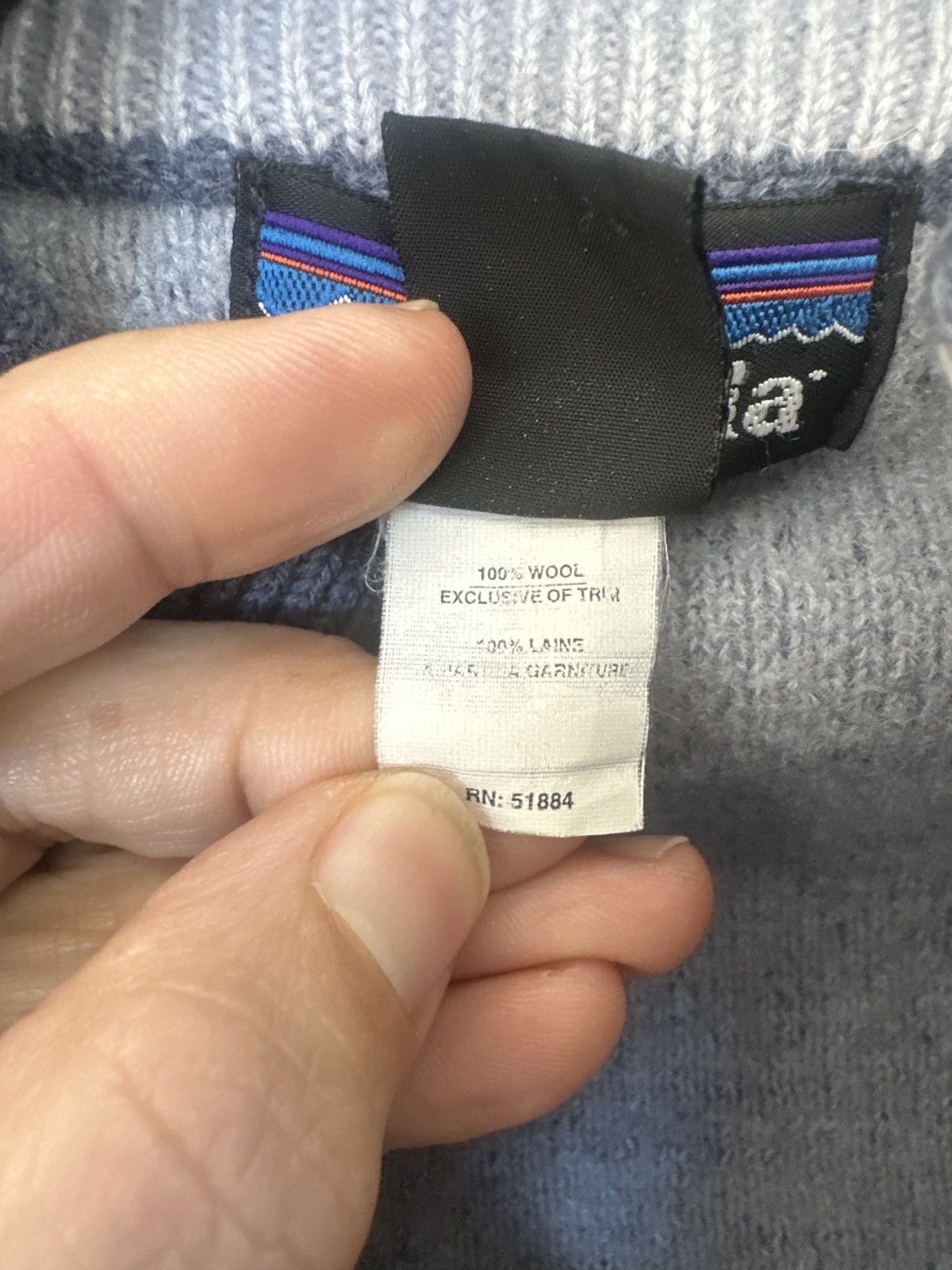 Patagonia Vintage Patagonia 100% Wool Zip-Up Sweater – Heather Blue Size L / US 10 / IT 46 - 3 Thumbnail