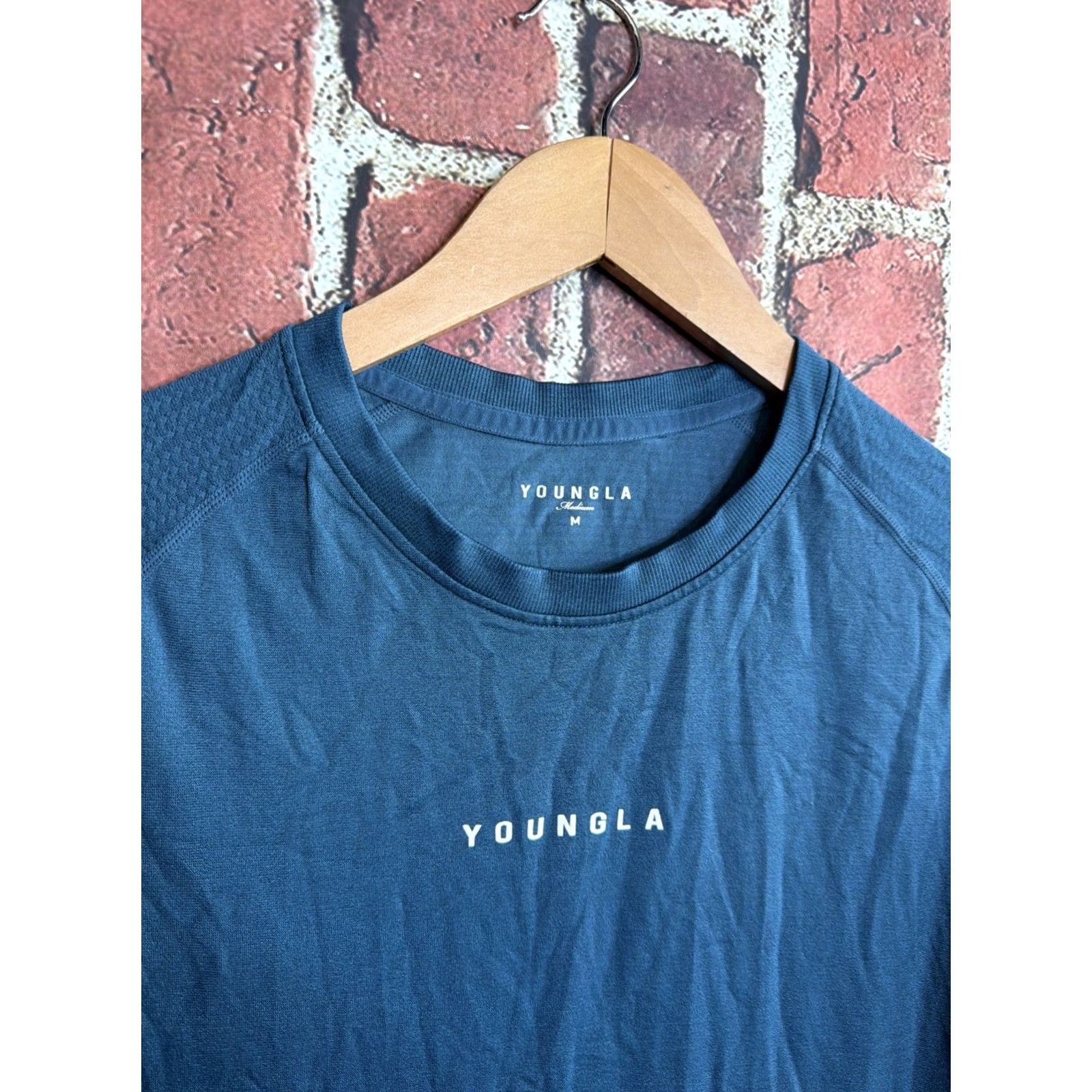 YoungLA YoungLA Mens T-Shirt Green Medium Athletic Short Sleeve Classic Crew Neck Logo Cotton Regular Fit City Designer Gy m Size US M / EU 48-50 / 2 - 2 Thumbnail