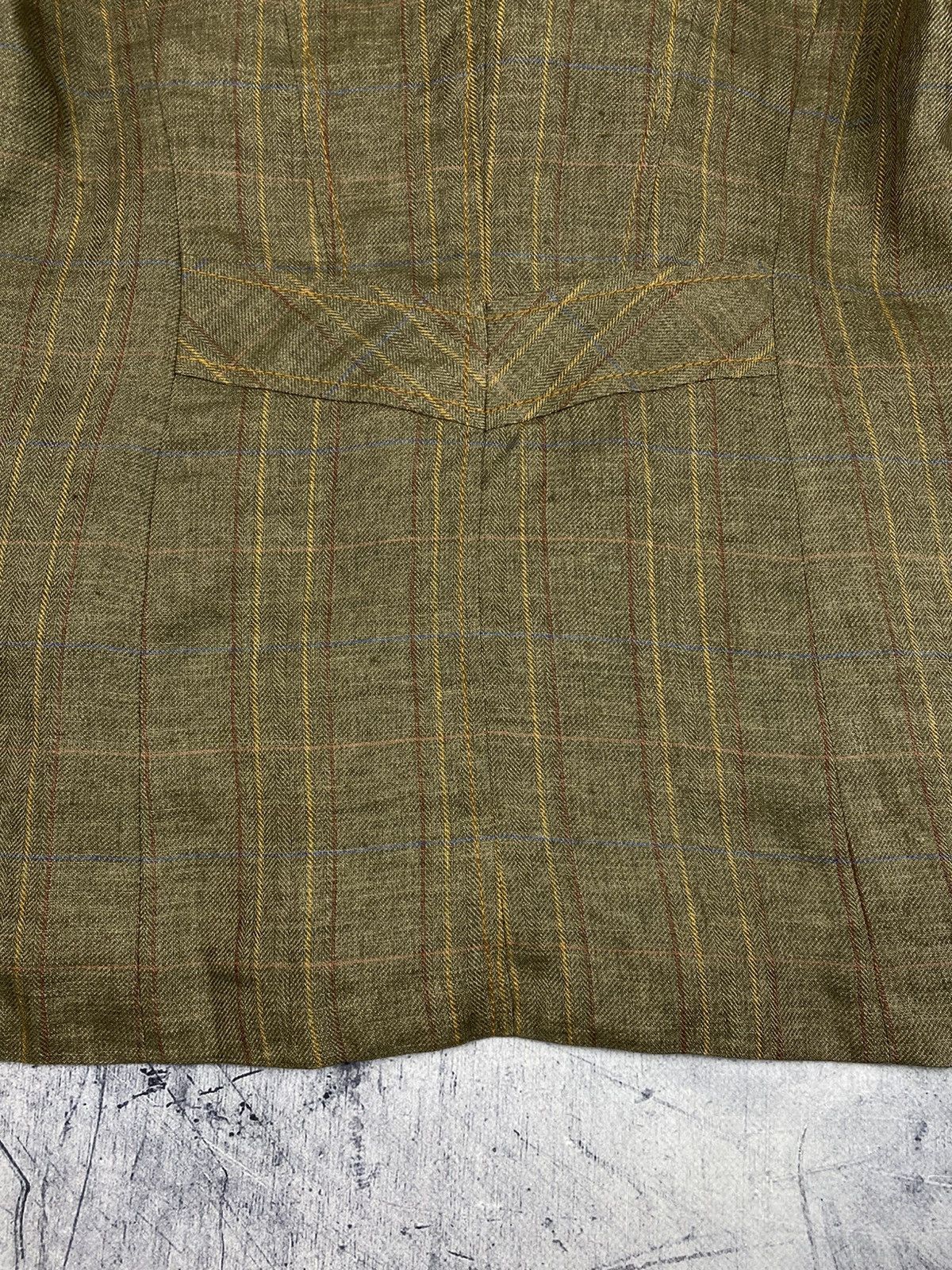 Bogner Bogner Women Olive Linen Silk Blazer Plaid Tailored Jacket Size XL / US 12-14 / IT 48-50 - 16 Thumbnail
